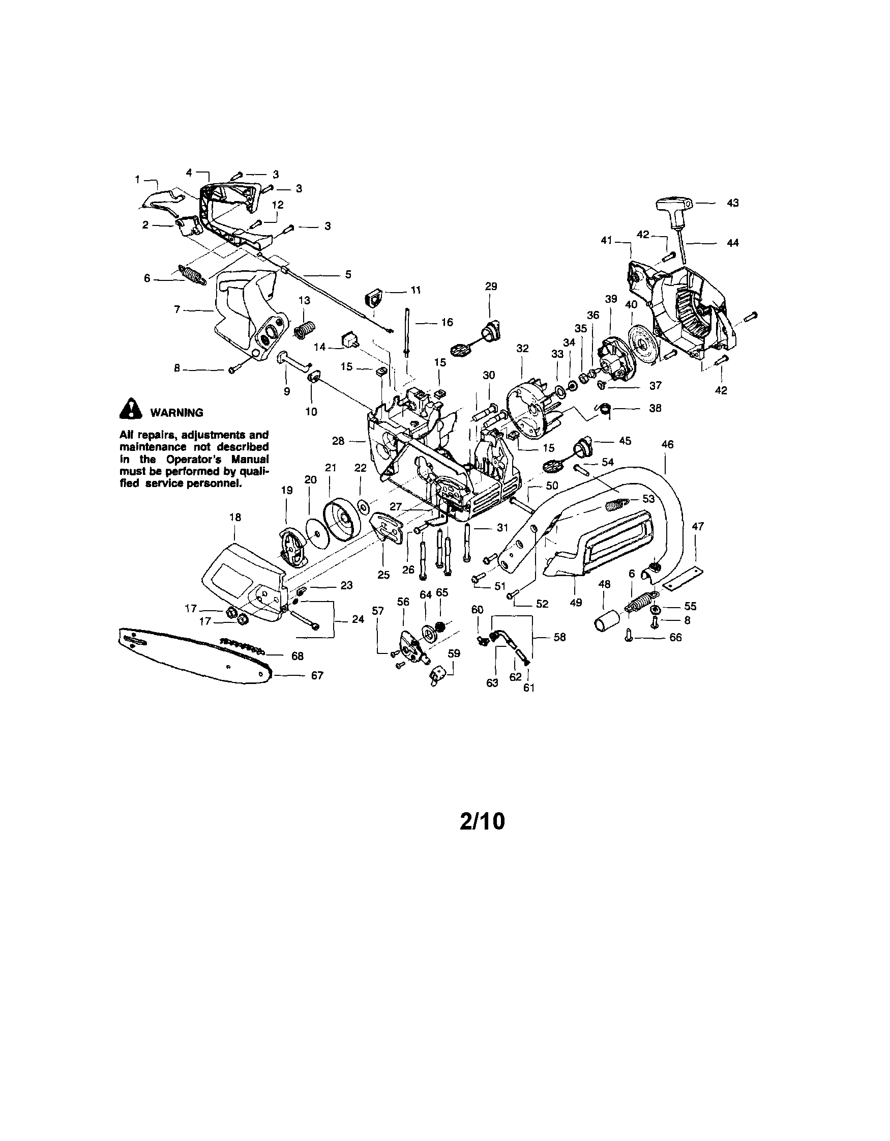 Craftsman 358351162 chassis/bar/handle diagram