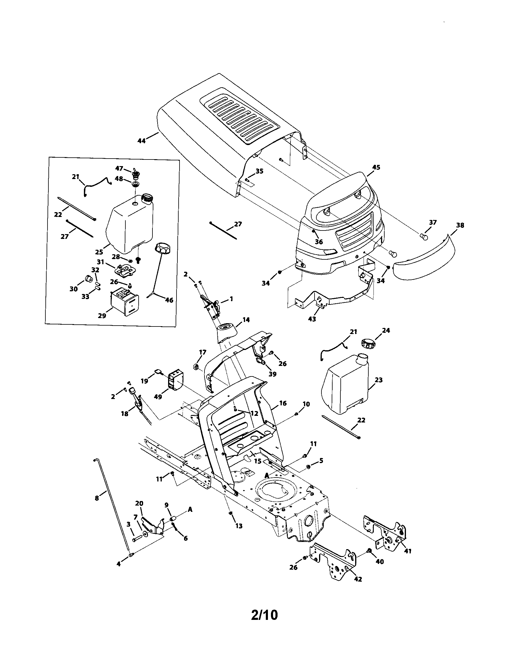 MTD 13AC762F000 1 style hood diagram