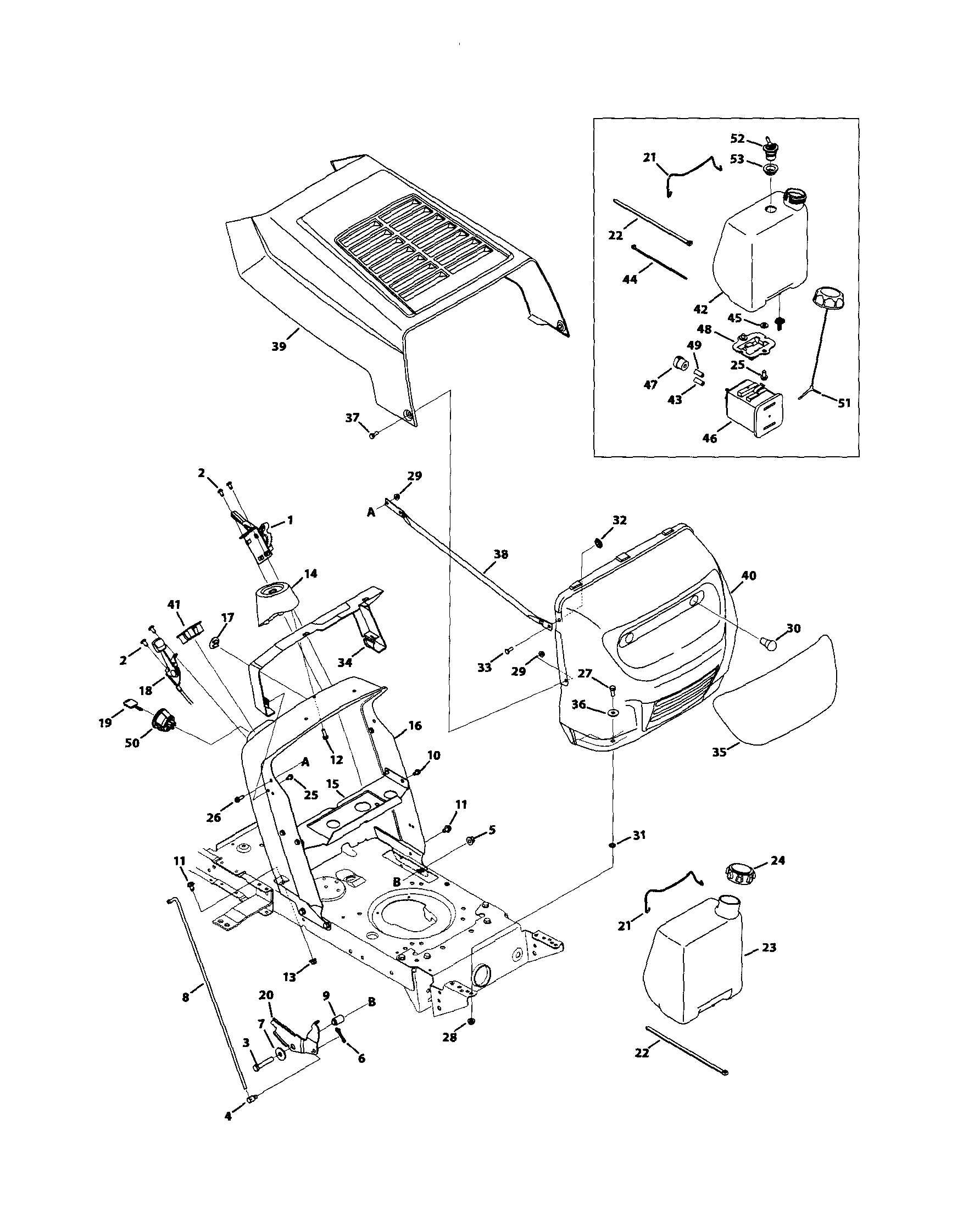 MTD 13AC762F000 2 style hood diagram