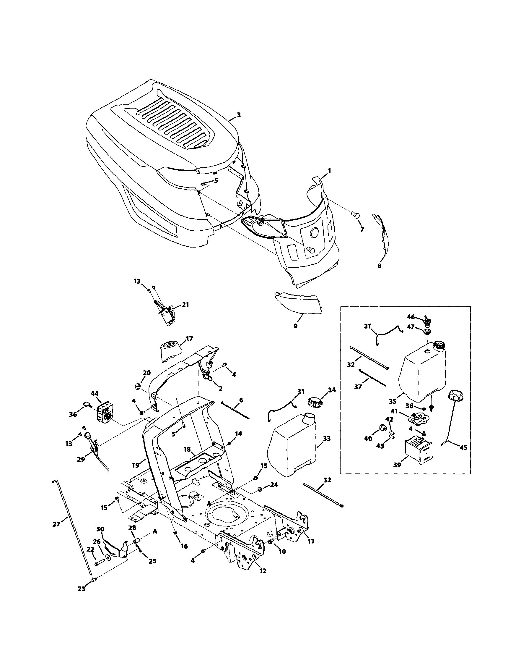 MTD 13AC762F000 k style hood diagram