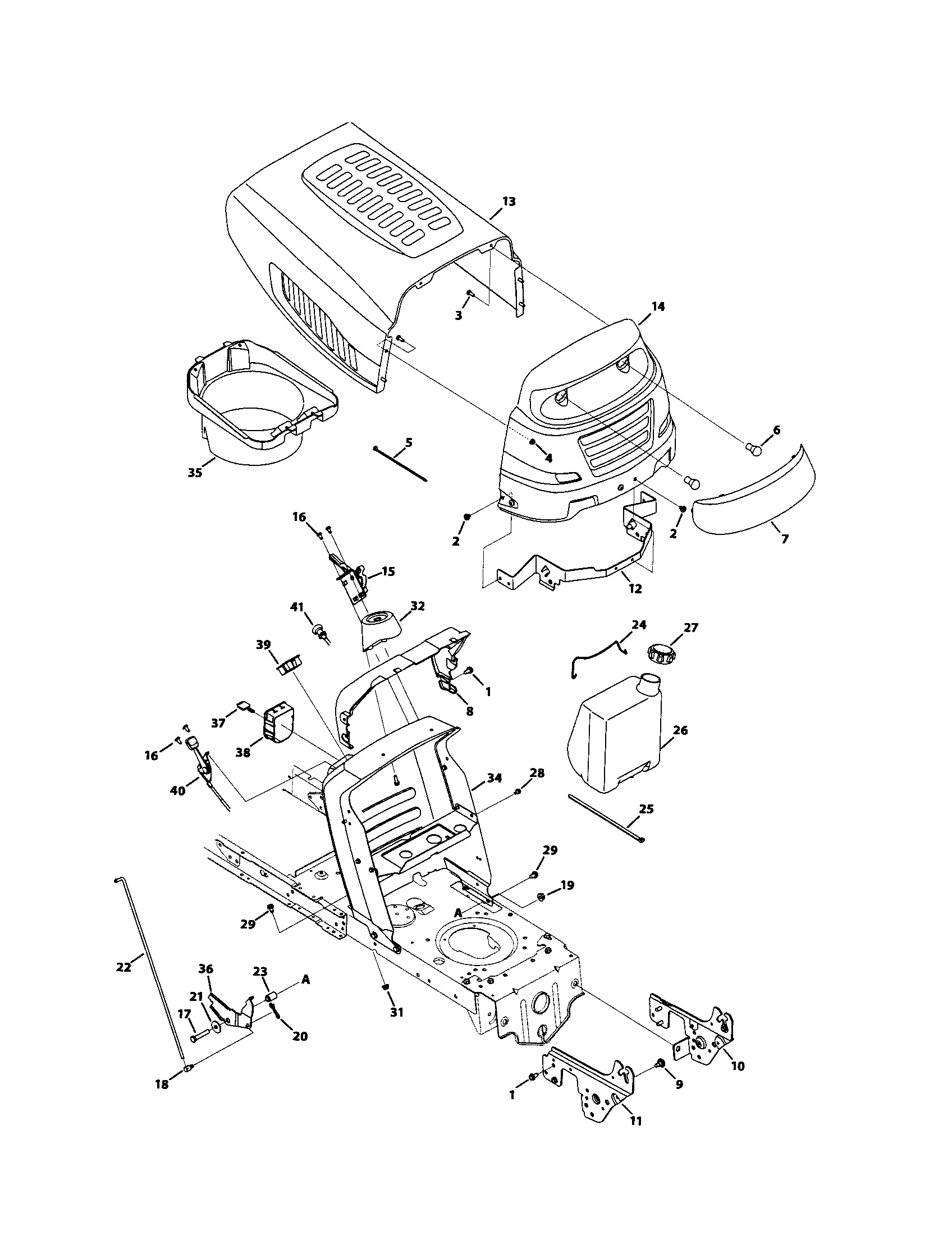 MTD 13AC762F000 5 style hood with plenum diagram