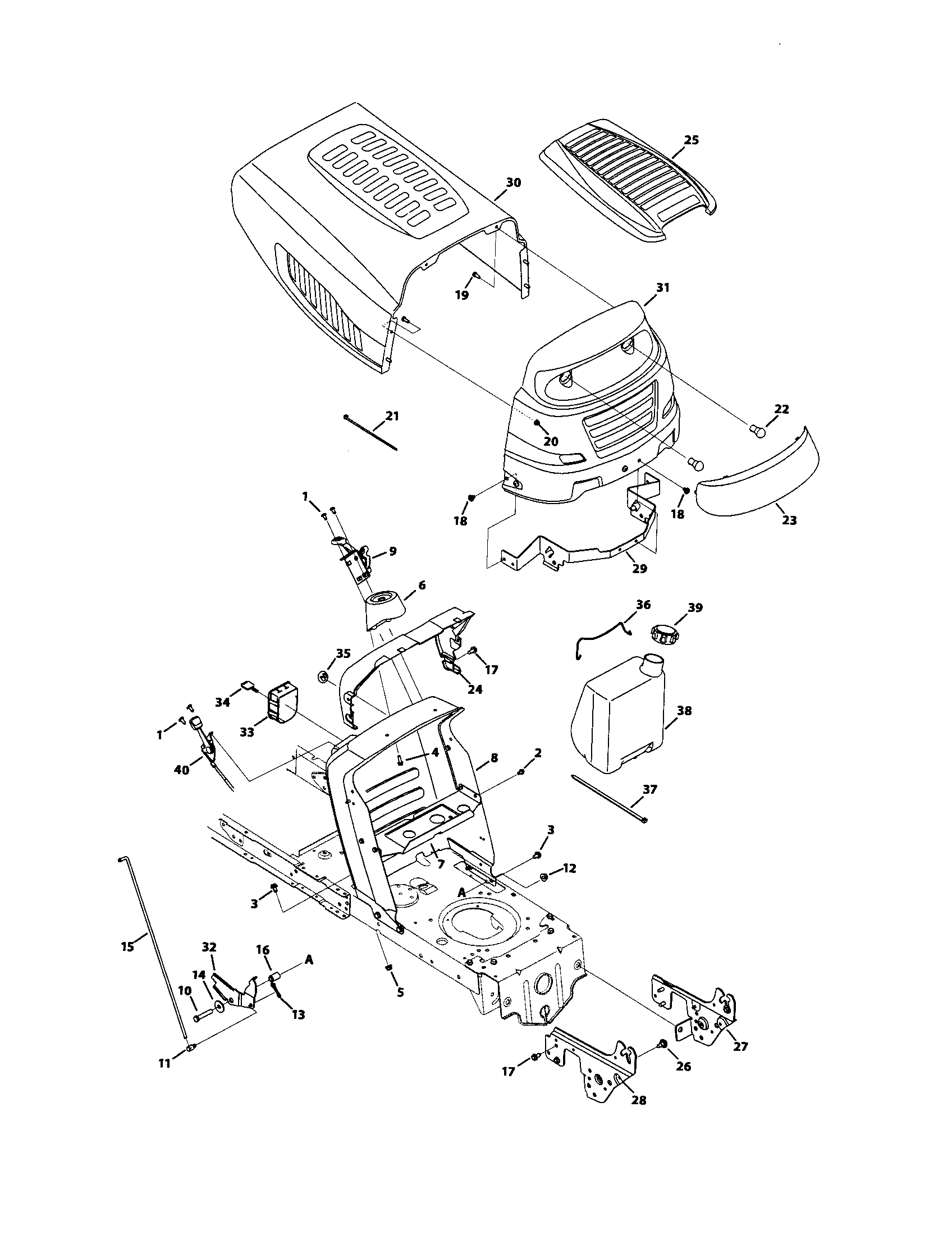 MTD 13AC762F000 5 style hood diagram