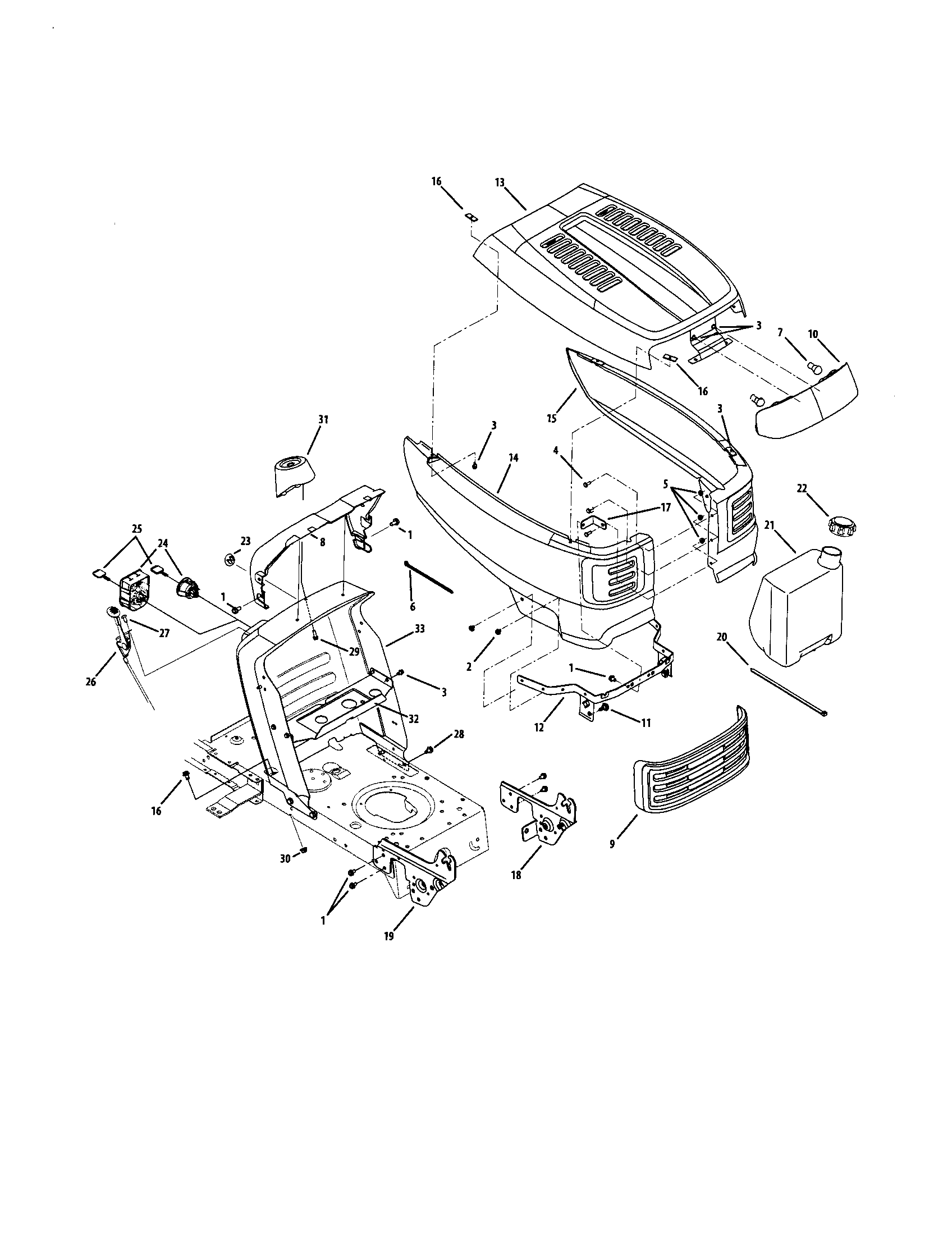 MTD 13AC762F000 t style hood diagram