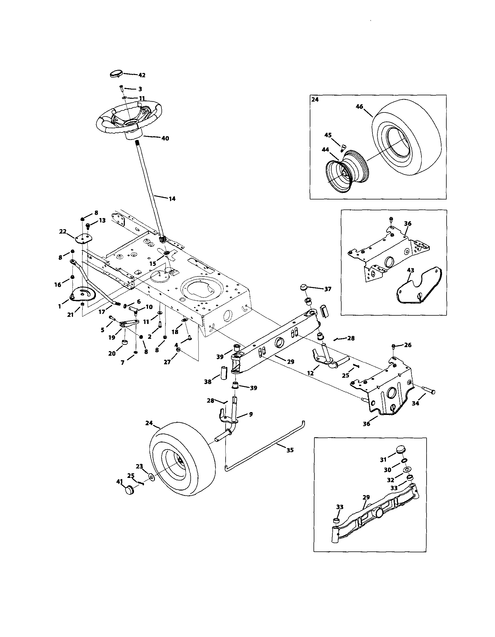 MTD 13AC762F000 front end steering diagram