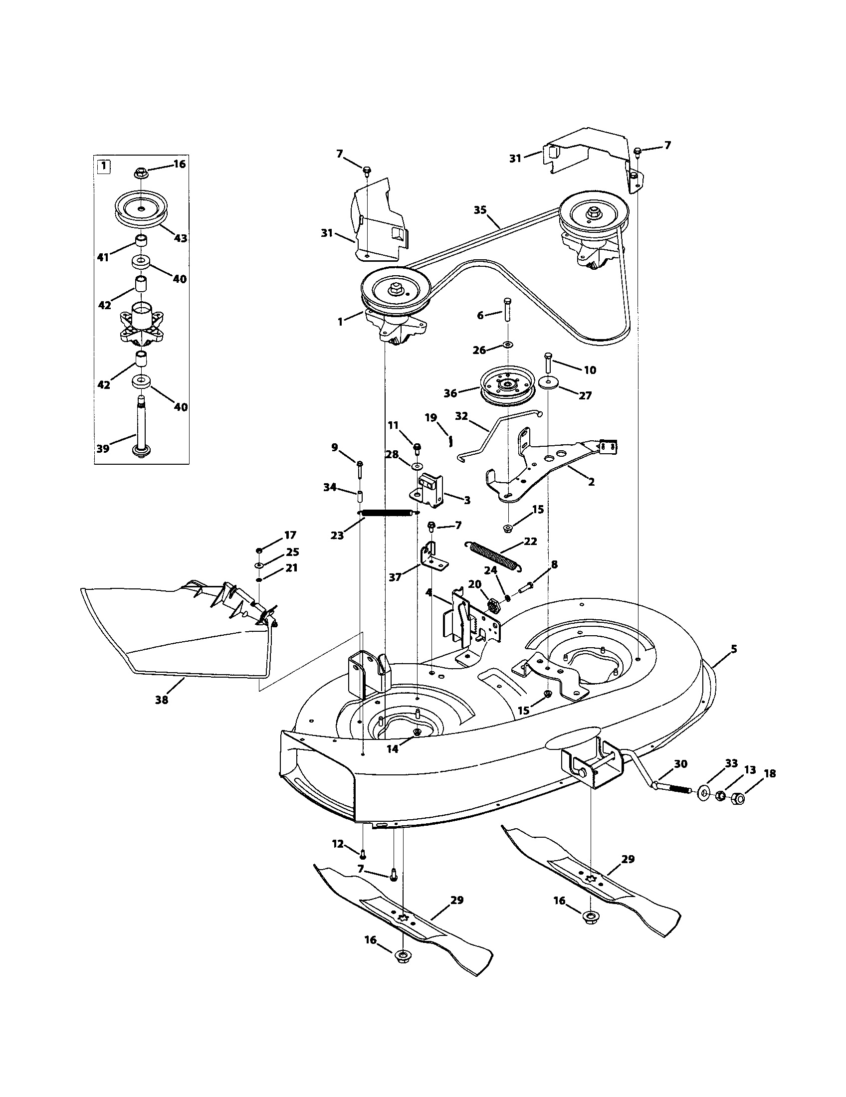 MTD 13AC762F000 38" deck diagram