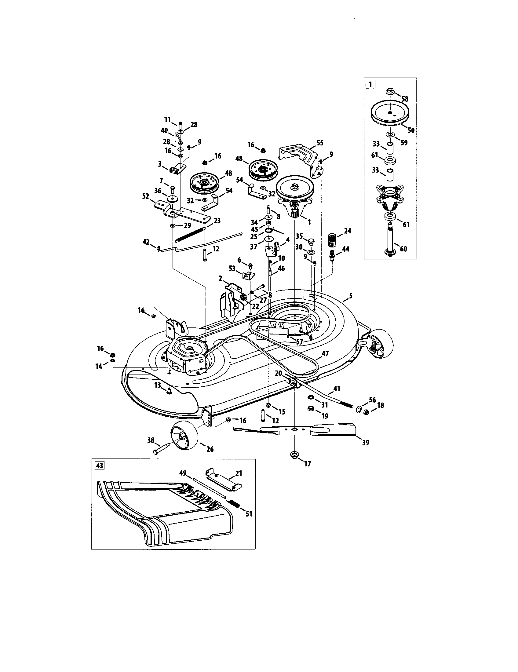 MTD 13AC762F000 42" deck diagram