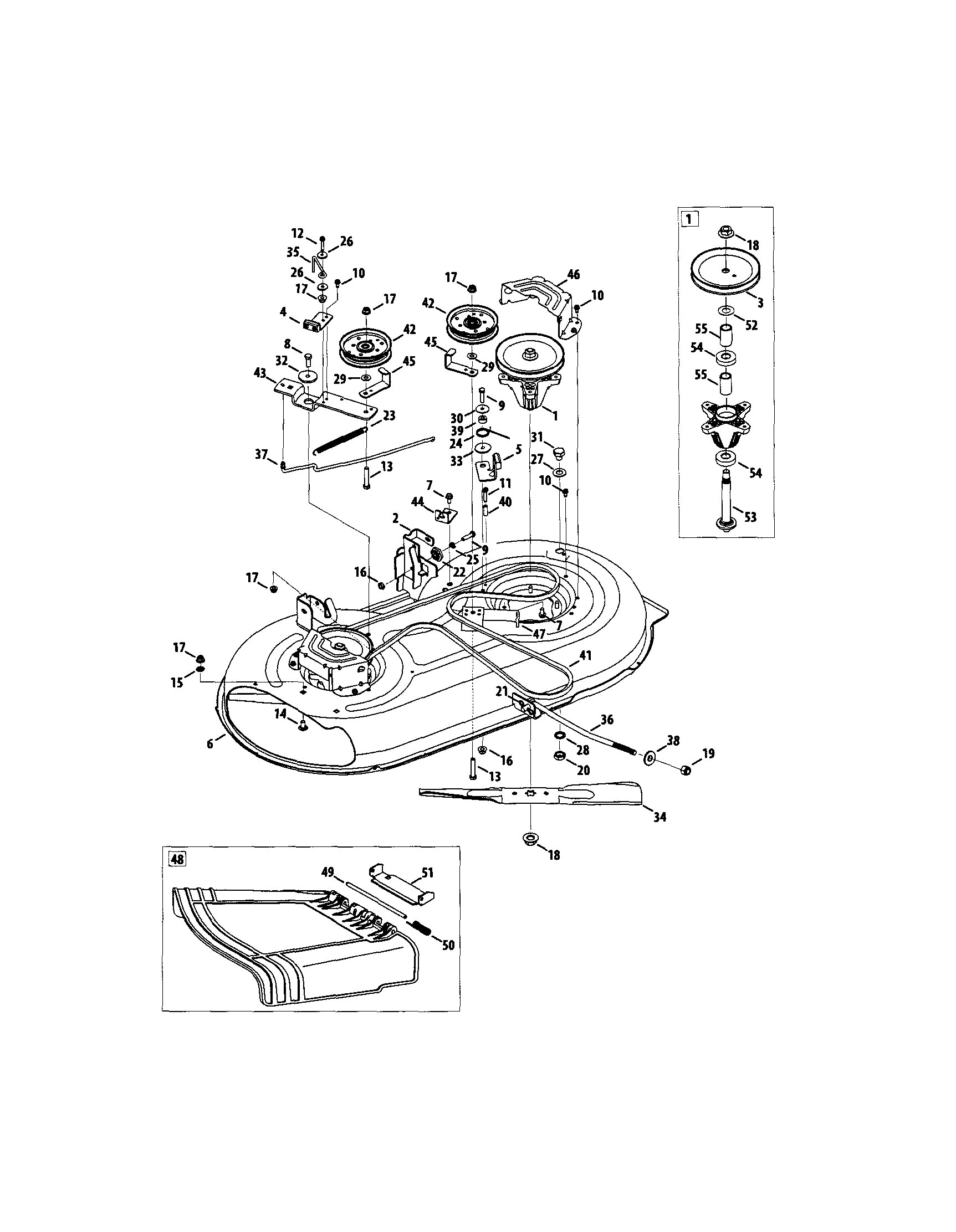 Craftsman 247289020 deck/spindle pulley diagram