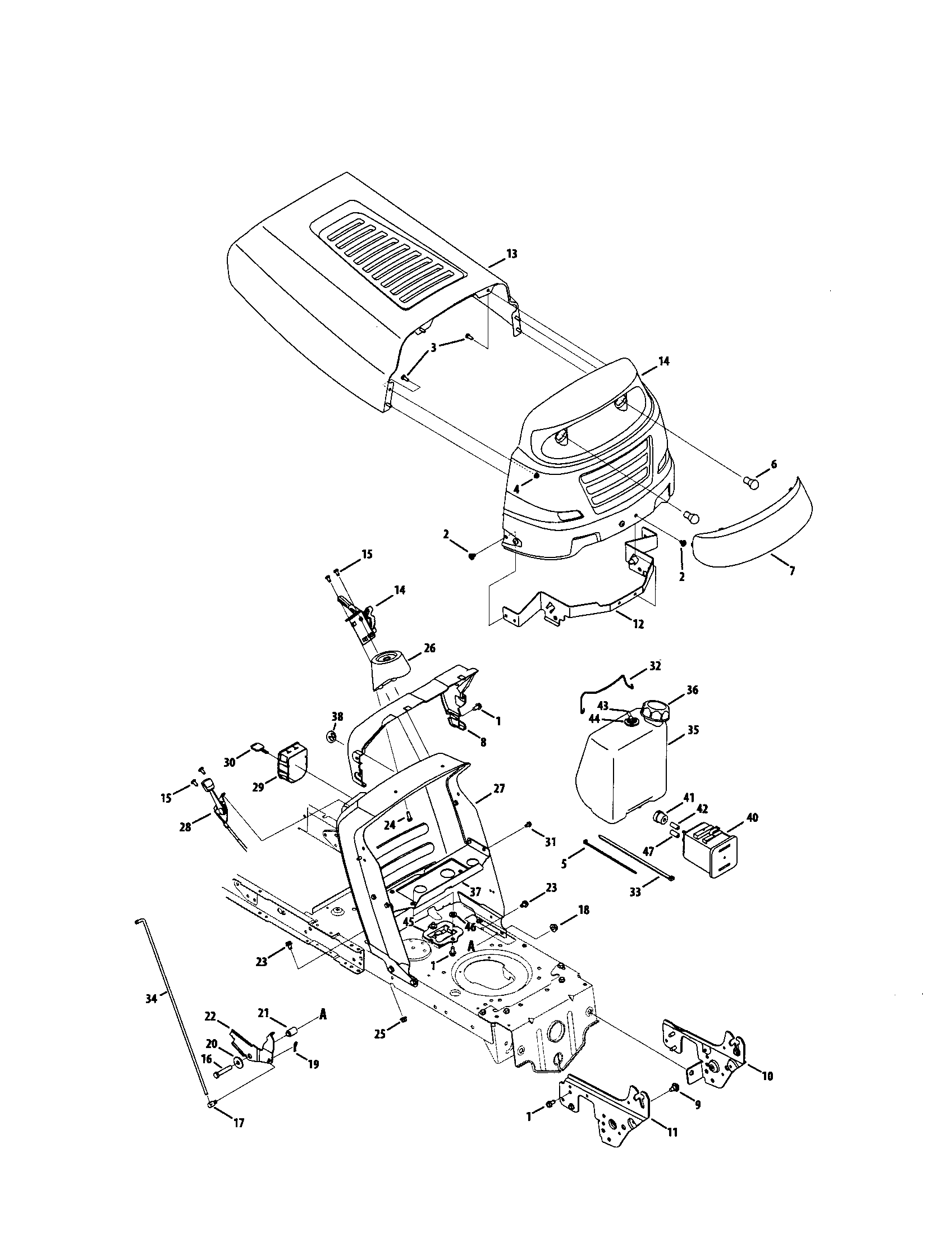 MTD 13AN771S299 hood diagram