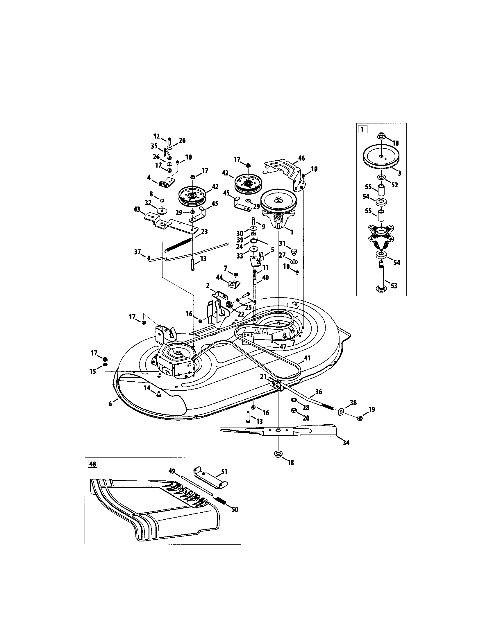 MTD 13AN771S299 deck/spindle pulley diagram