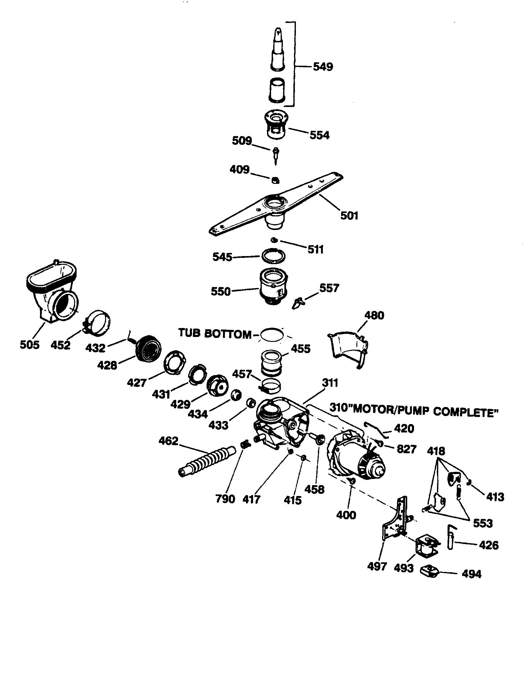 GE GSD800T-55BA motor & pump diagram