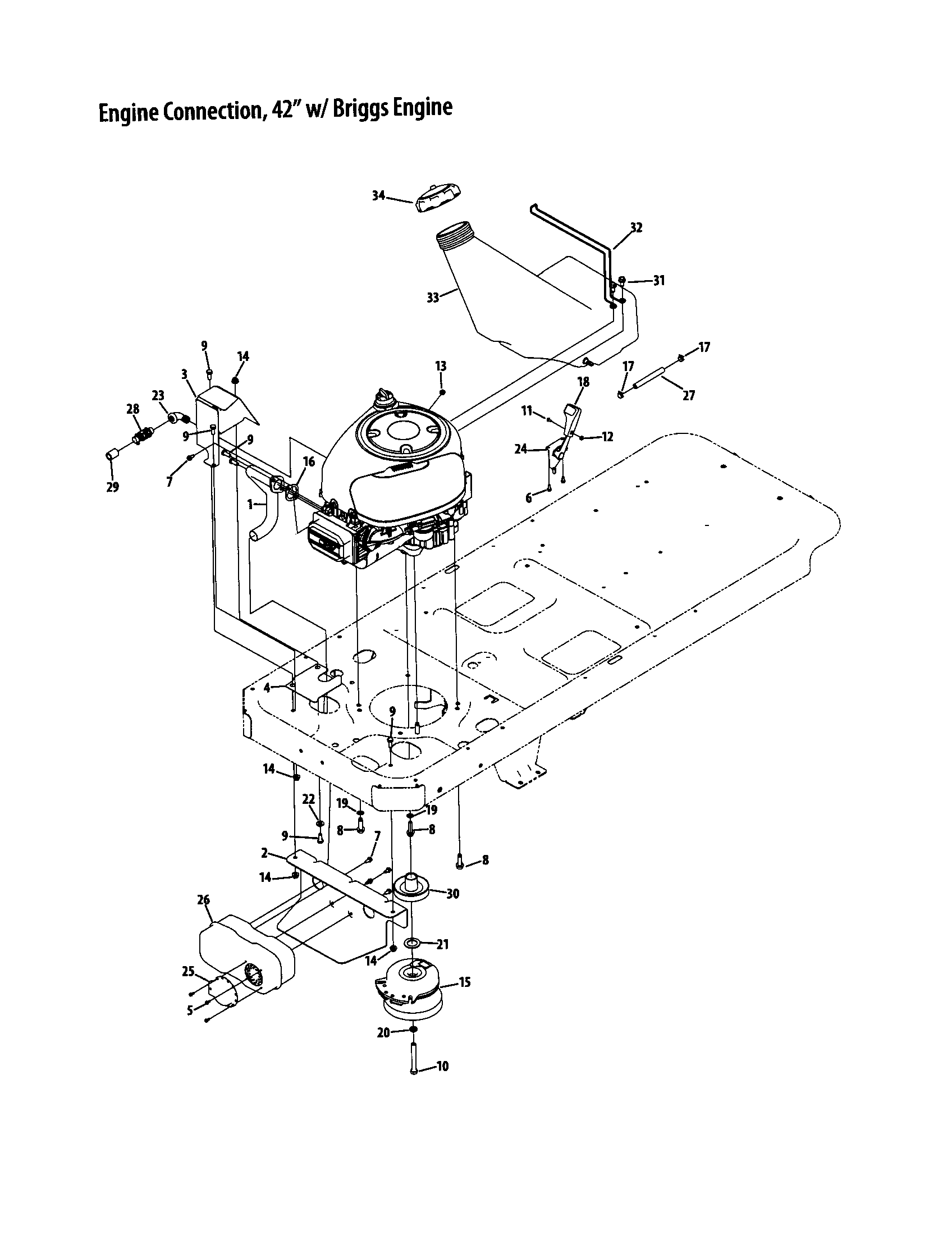 Cub Cadet RZT SERIES engine connection 42" briggs diagram