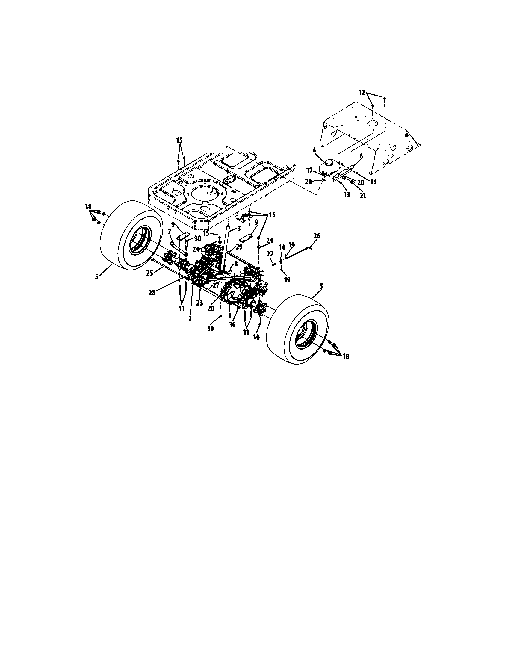 Cub Cadet RZT SERIES rear drive/wheels, 54" decks diagram