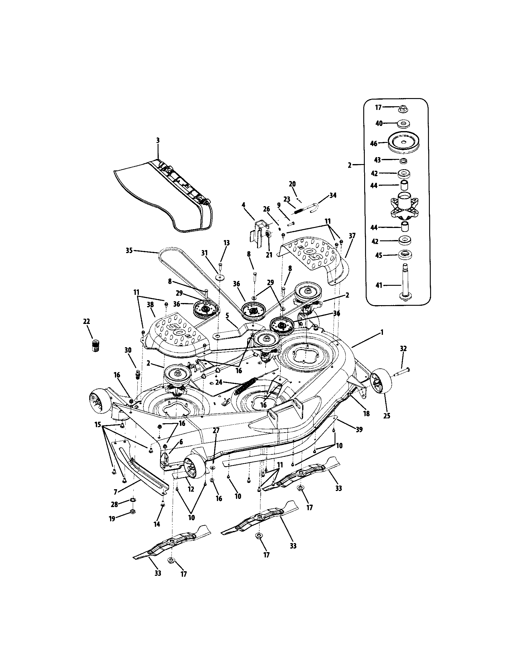 Cub Cadet RZT SERIES 50" mower deck diagram