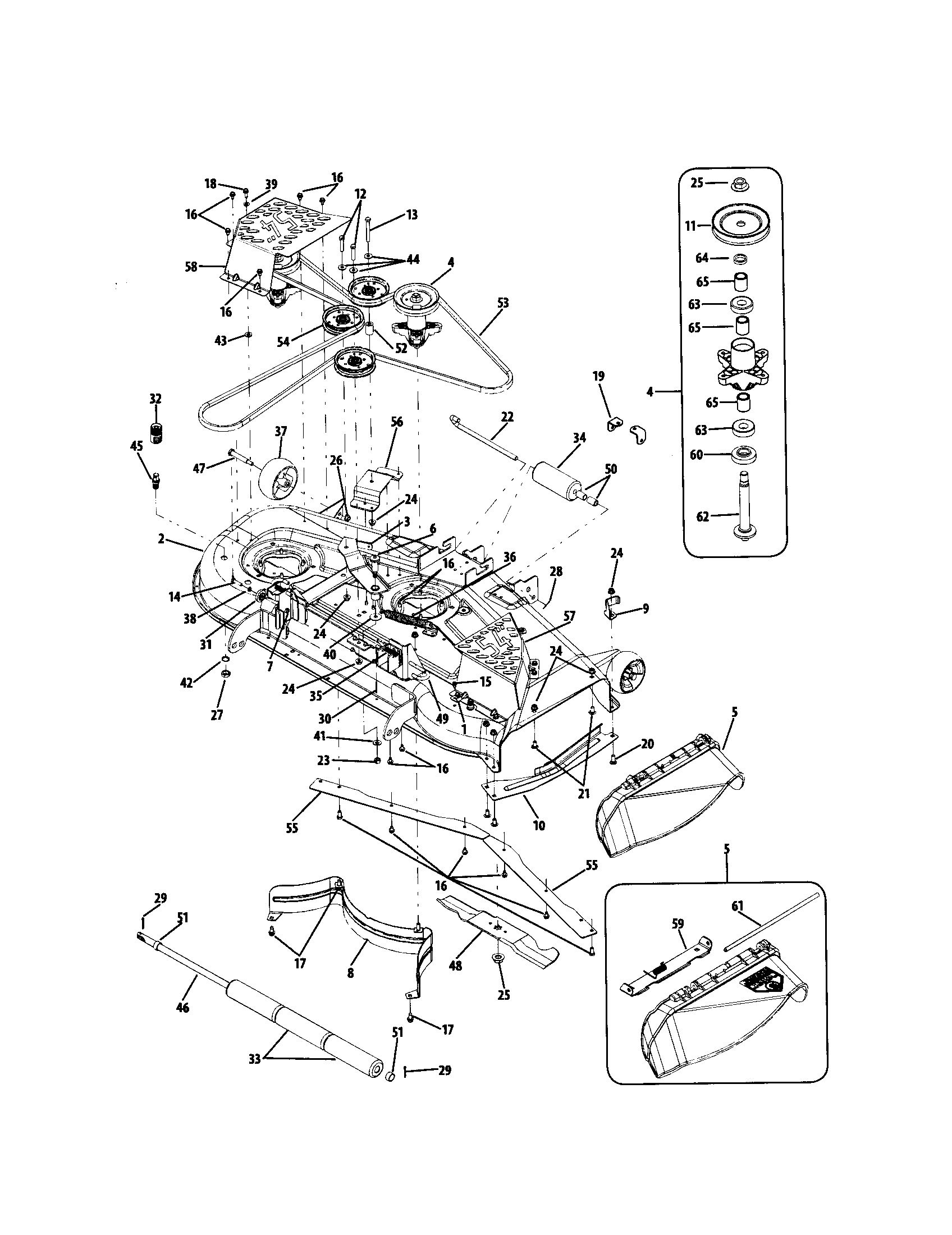 Cub Cadet RZT SERIES 54" mower deck diagram