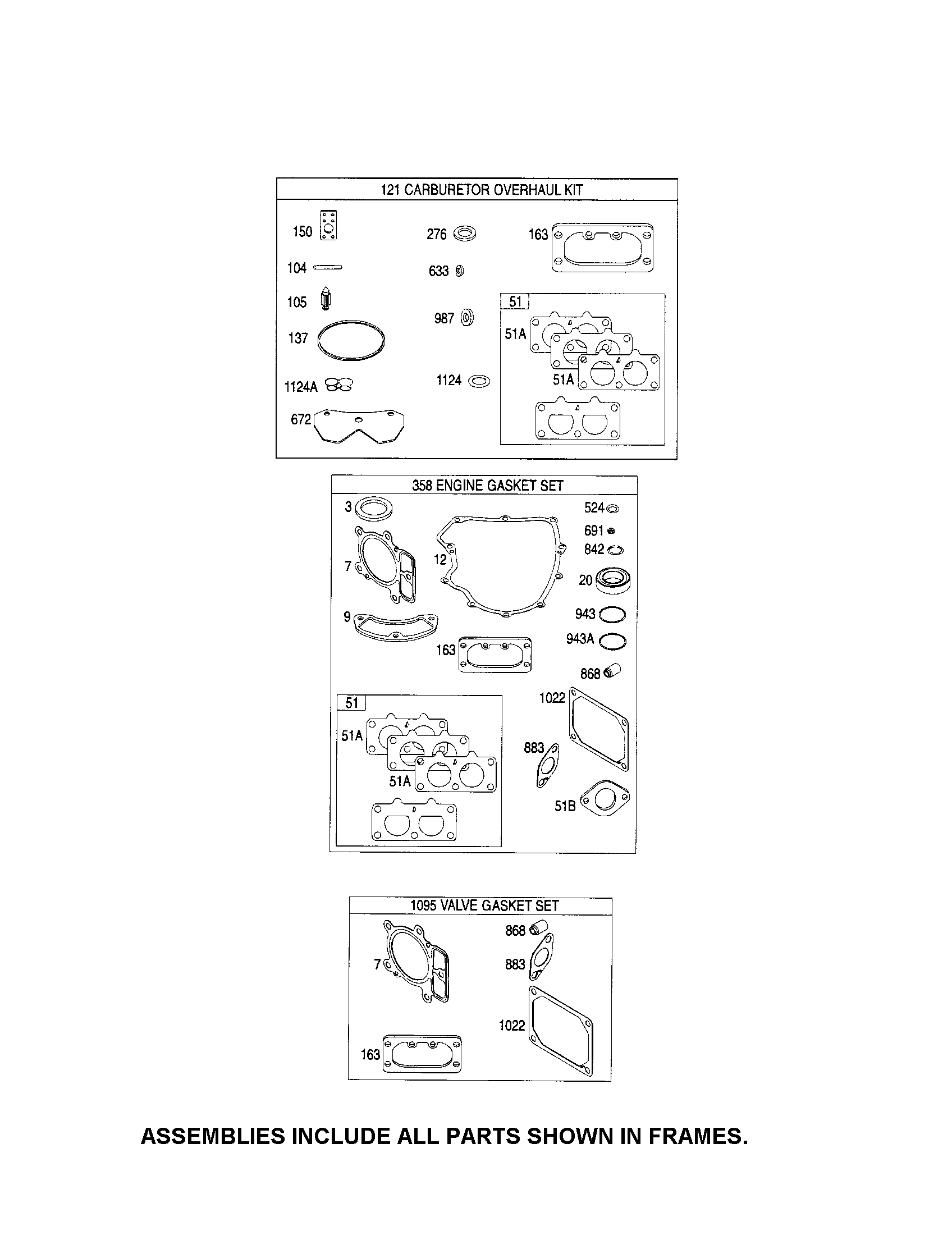 Craftsman 247289800 gasket sets diagram
