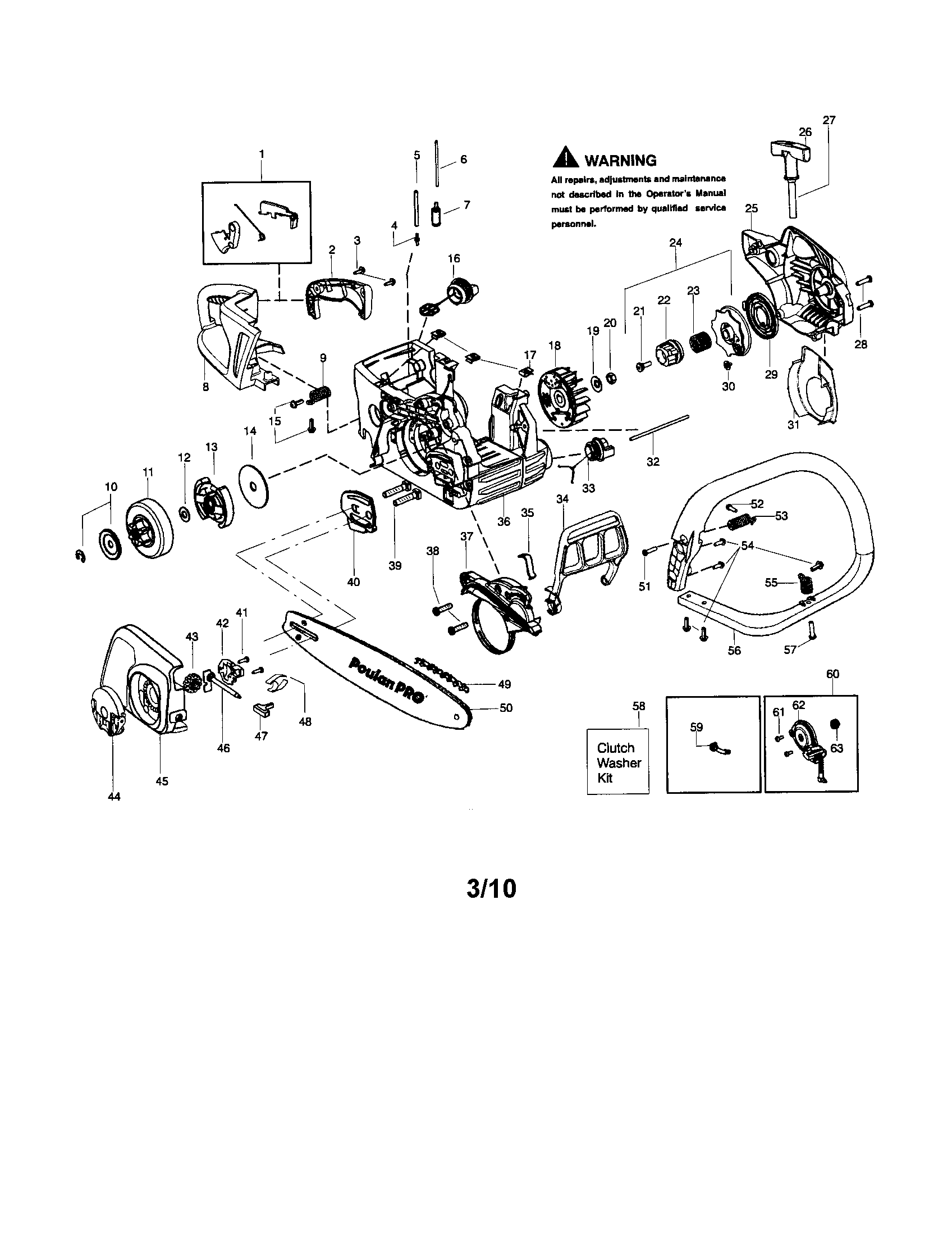 Poulan SM4218AVX chassis/bar/handle diagram