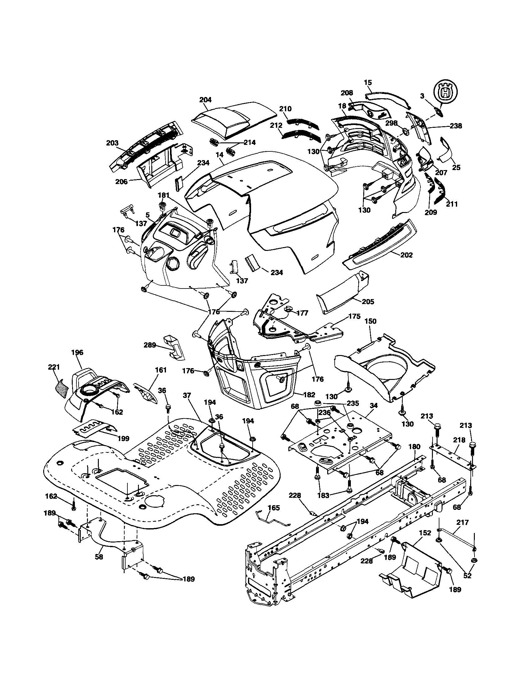 Husqvarna LGTH2454 chassis diagram