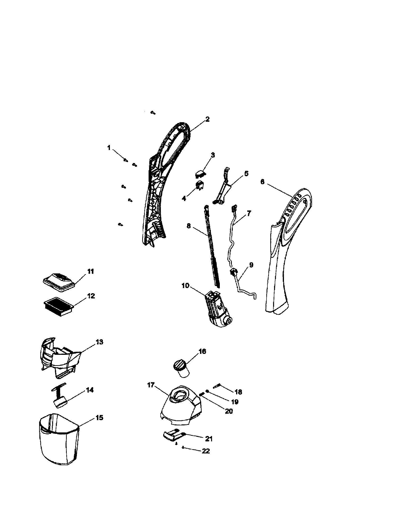 Hoover H3044 handle/solution tank diagram