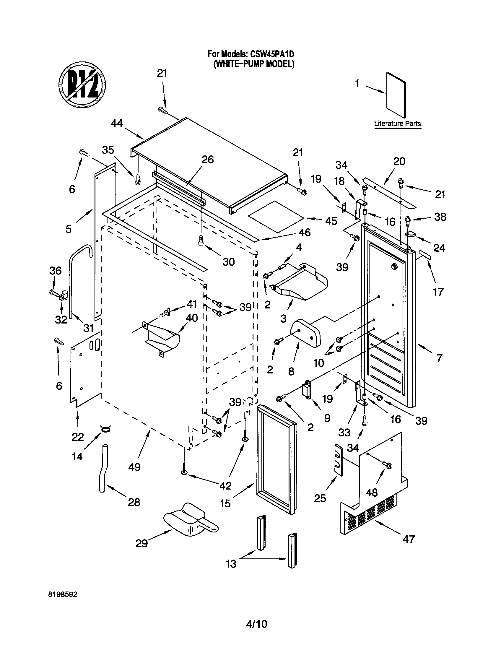 Scotsman CSW45PA1D cabinet liner & door diagram
