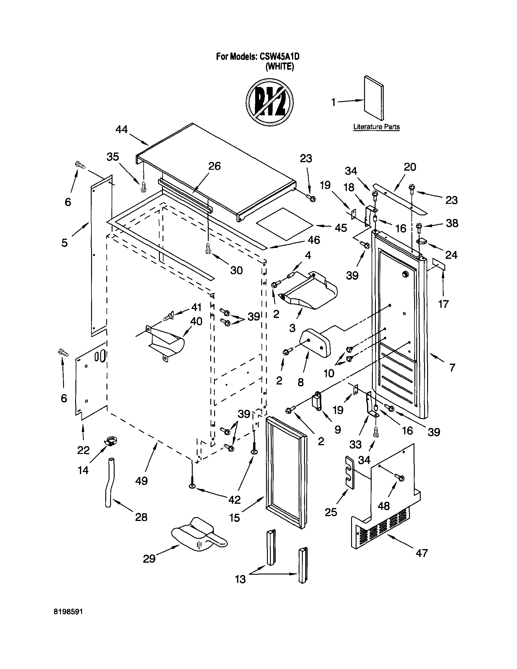 Scotsman CSW45A1D cabinet liner/door diagram