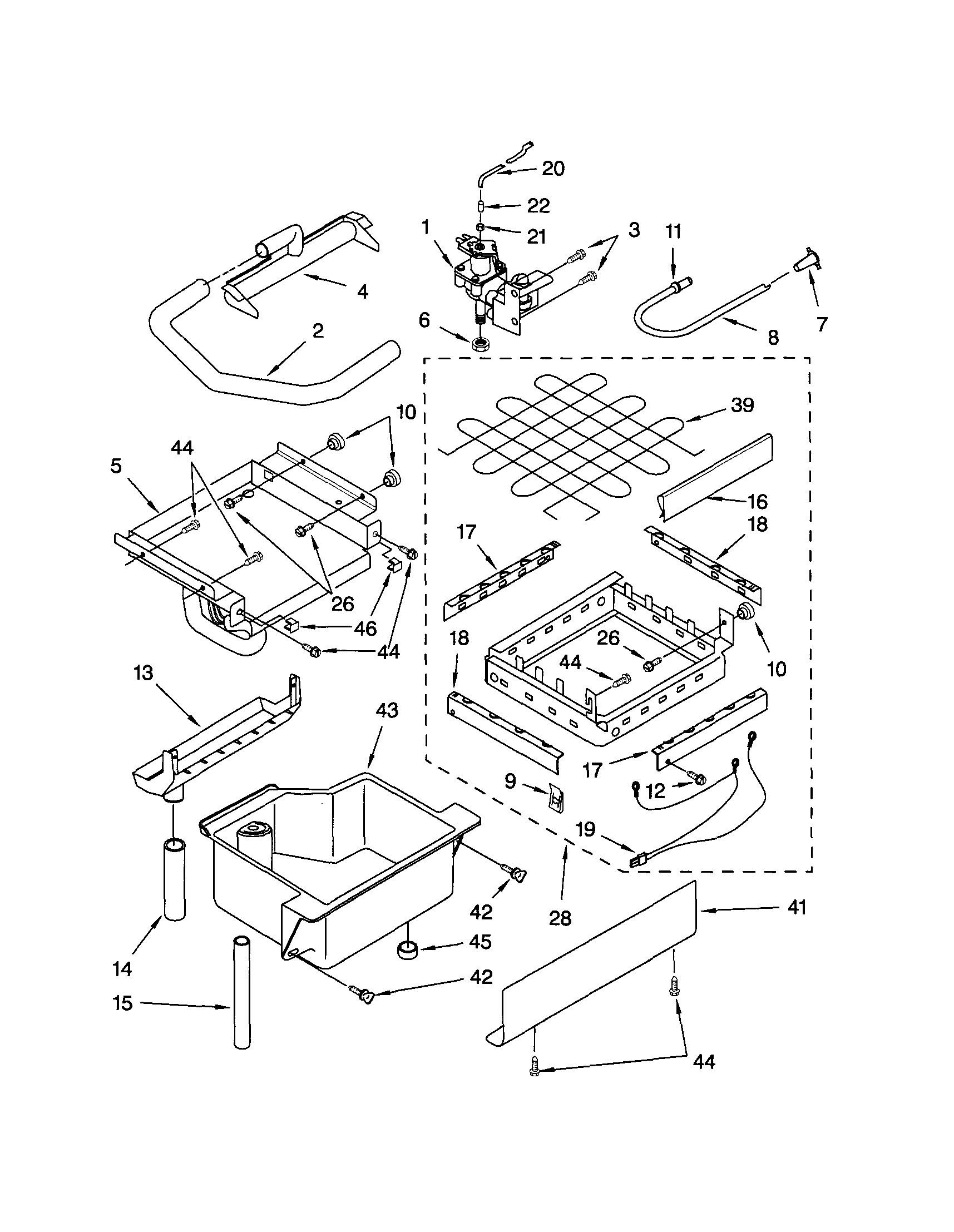 Scotsman CSW45A1D evaporator/ice cutter grid/water diagram