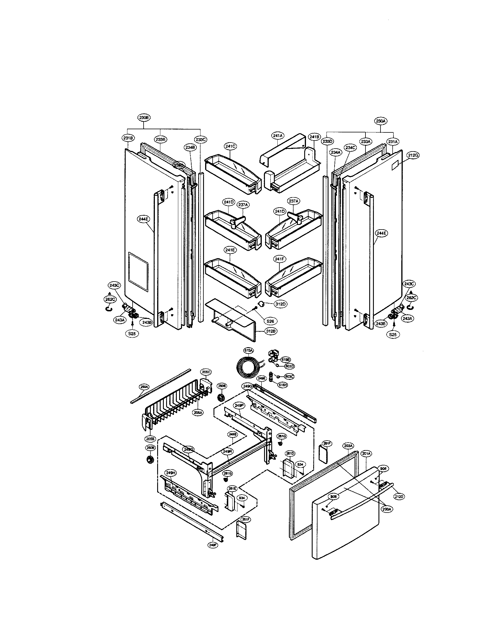 LG LFD25860ST/00 door parts diagram