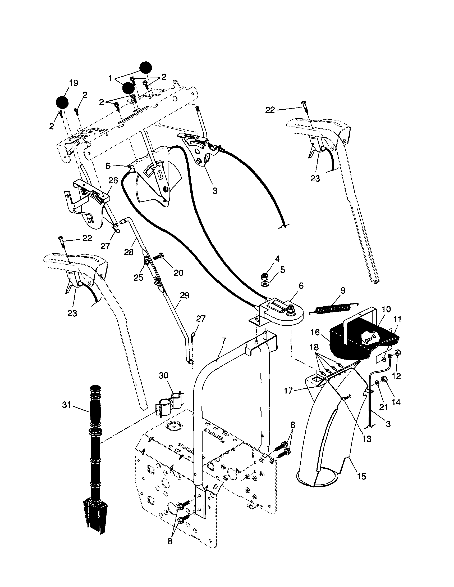 Craftsman 917881150 control panel/discharge chute diagram