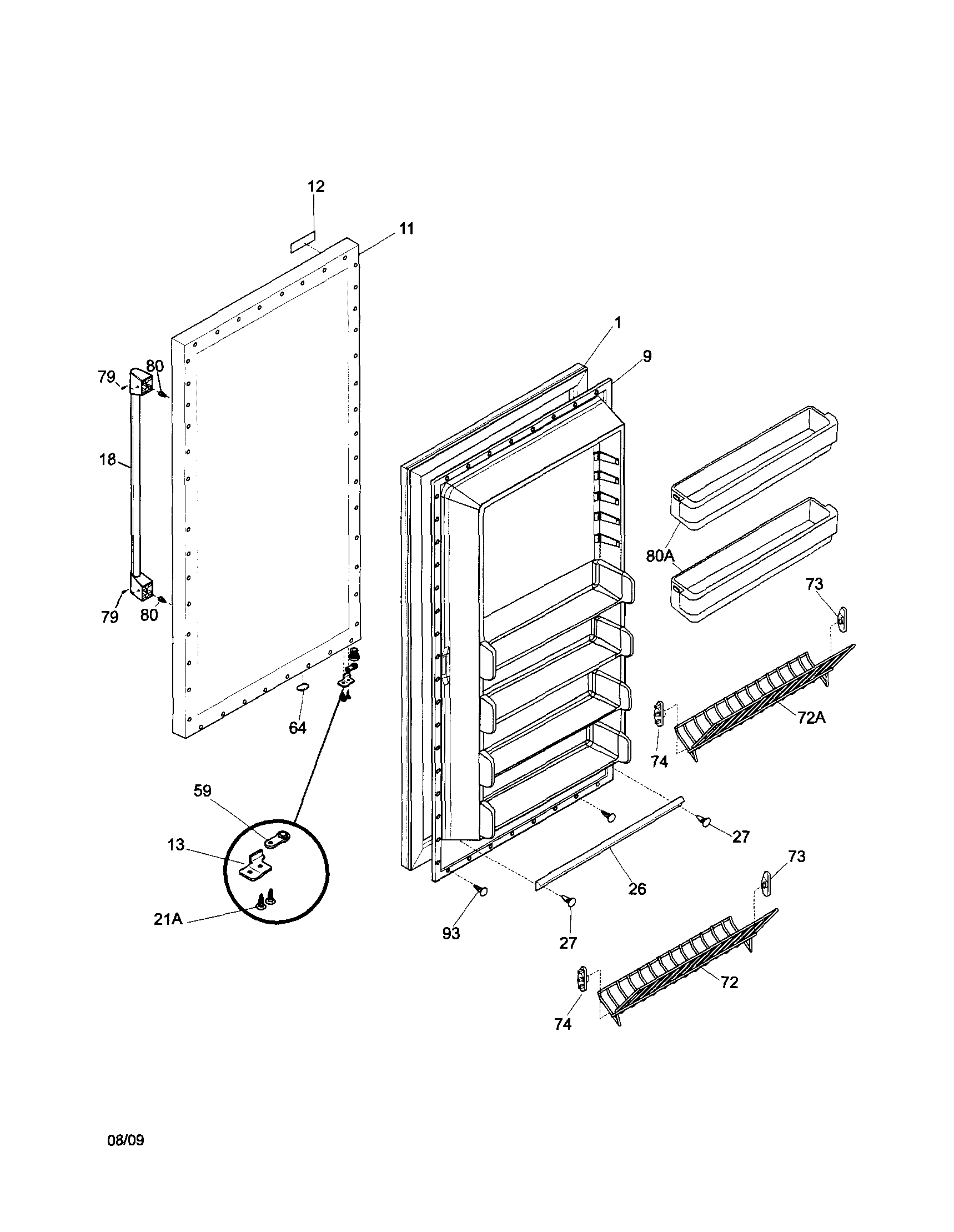Electrolux E32AF75FPS5 door diagram