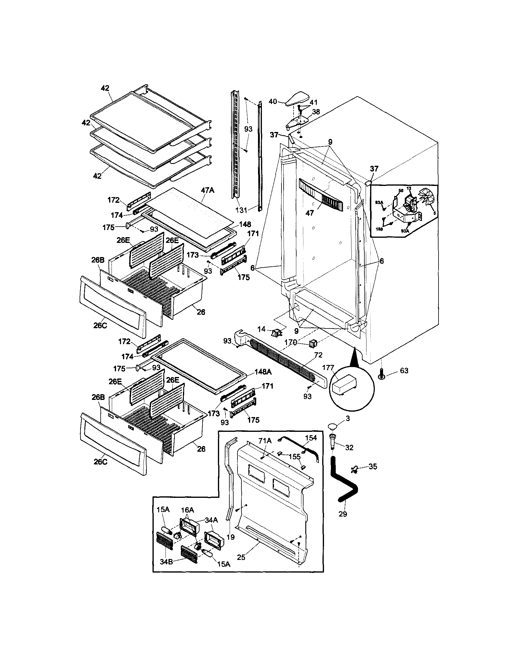 Electrolux E32AF75FPS5 cabinet diagram
