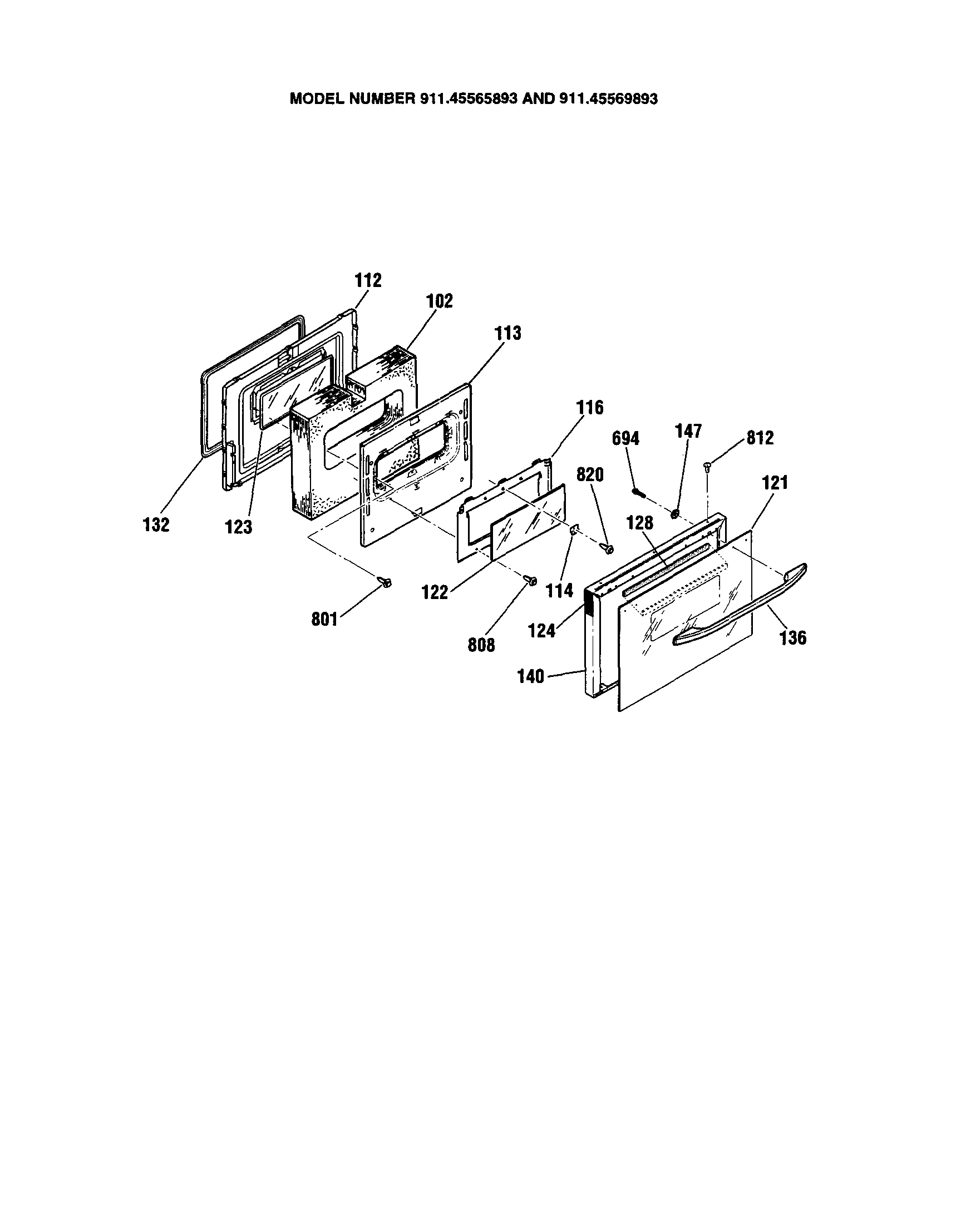 Kenmore 91145565893 door diagram