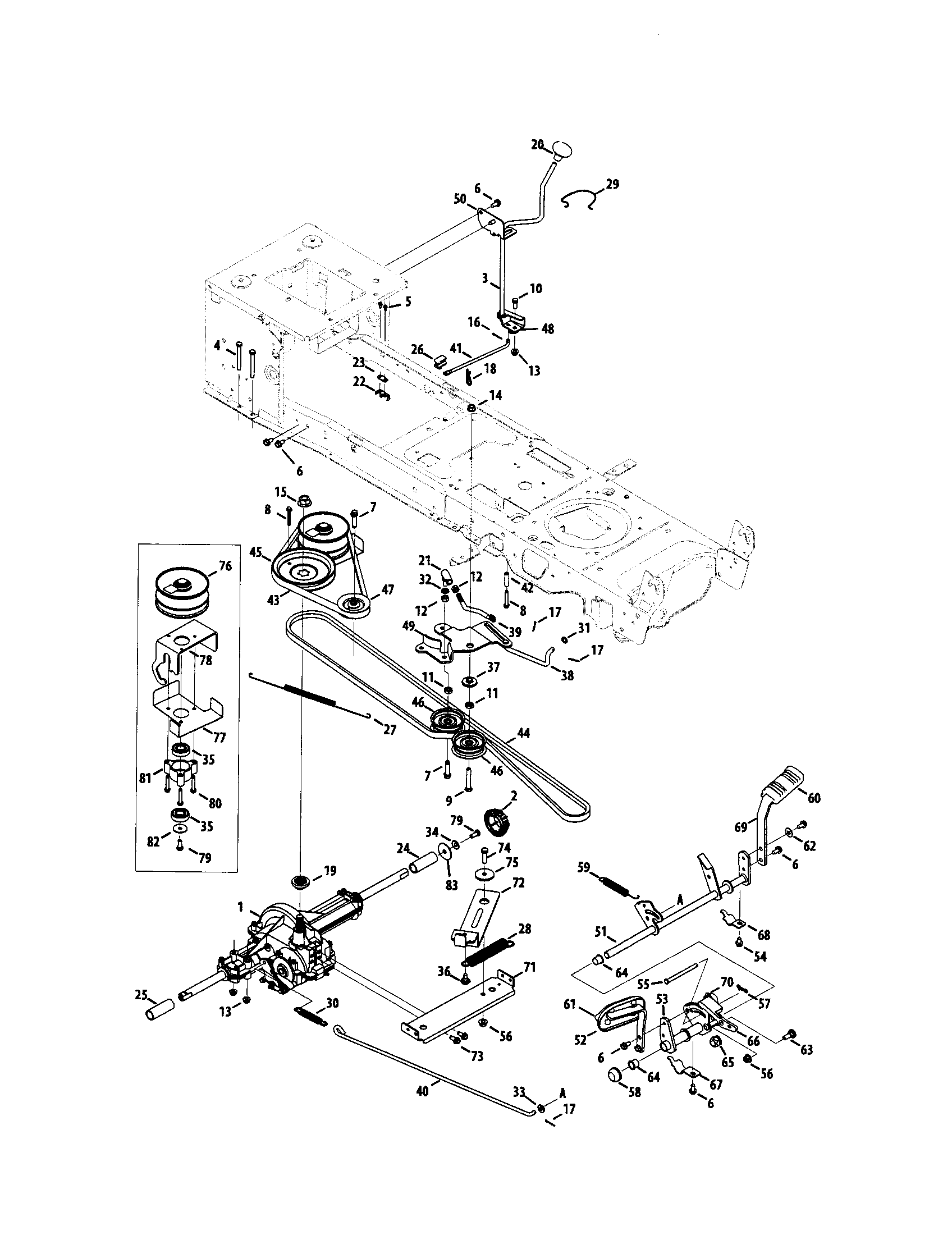 MTD 13AX90YT001 drive system diagram