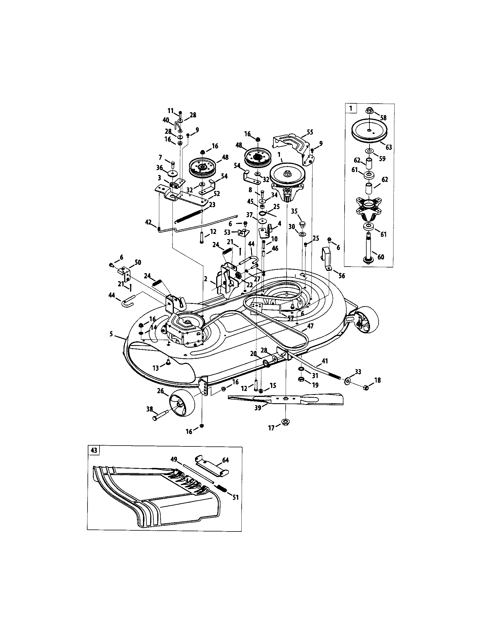 MTD 13AX90YT001 42" deck (manual pto) diagram