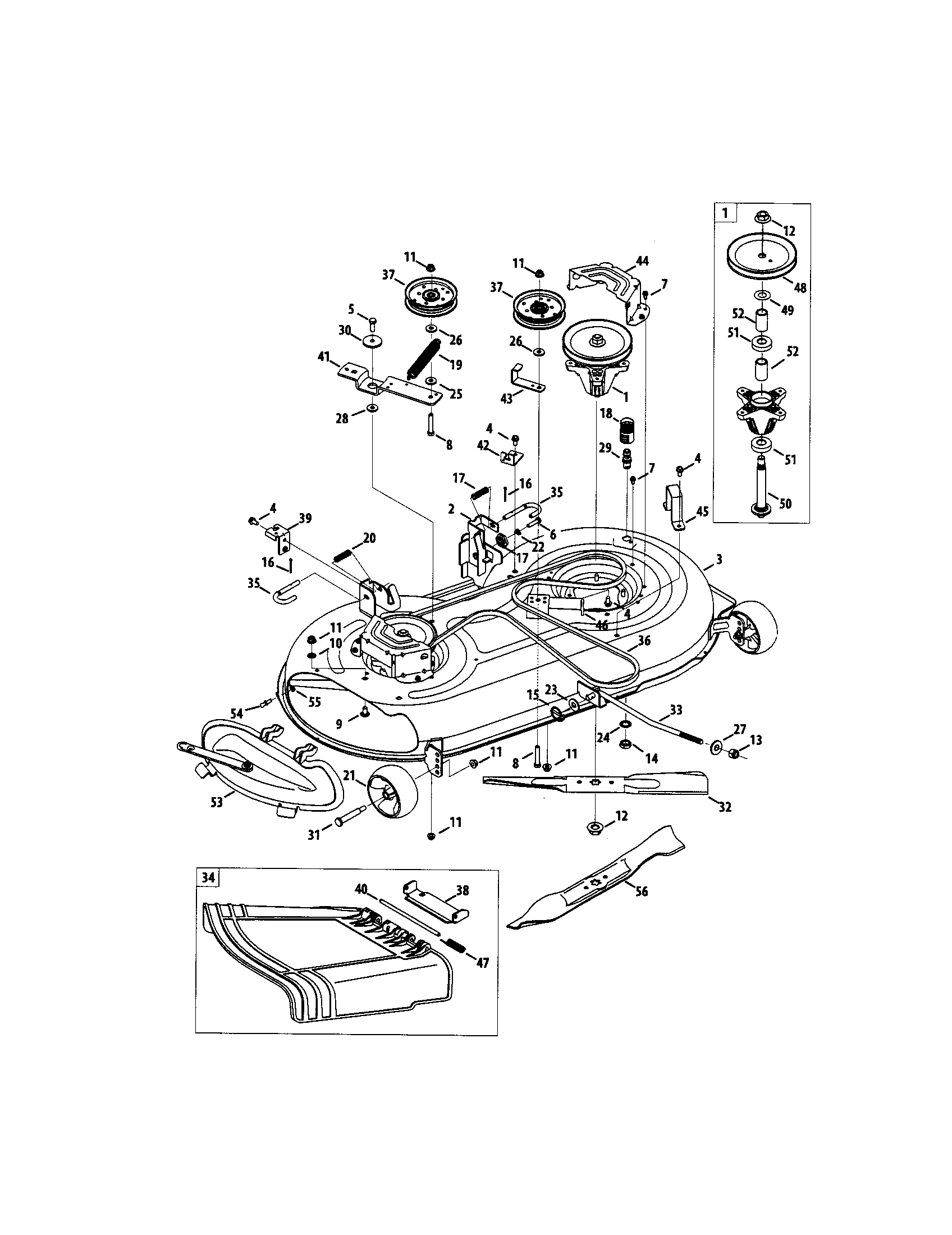 MTD 13AX90YT001 42" deck (electric pto) diagram