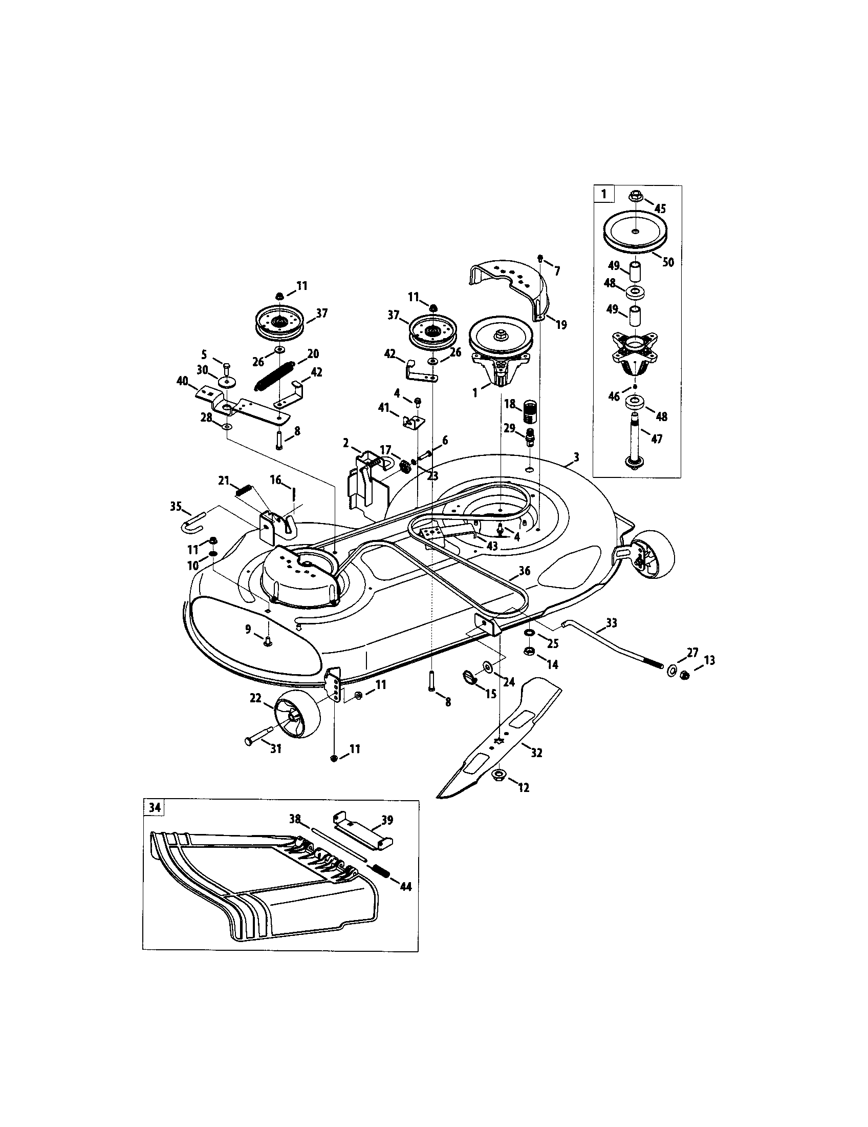 MTD 13AX90YT001 46" deck (electric pto) diagram