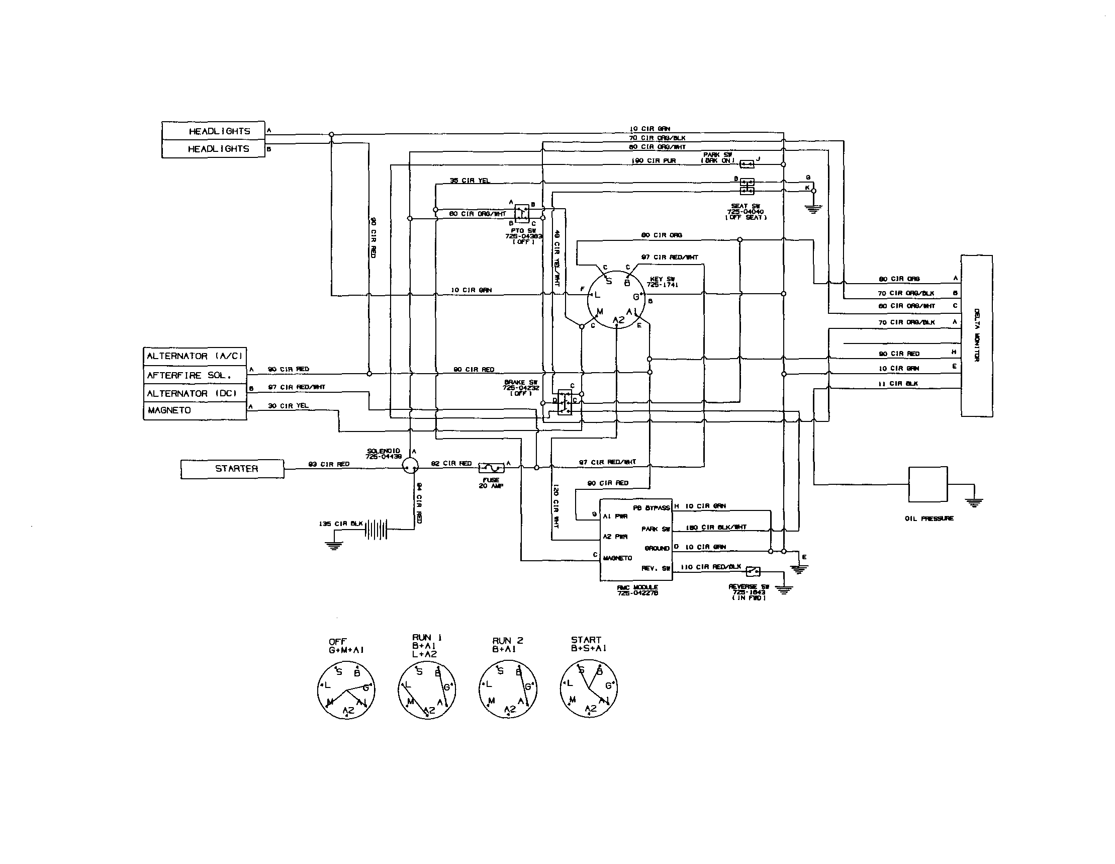 MTD 13AX90YT001 electrical schematic (manual pto) diagram