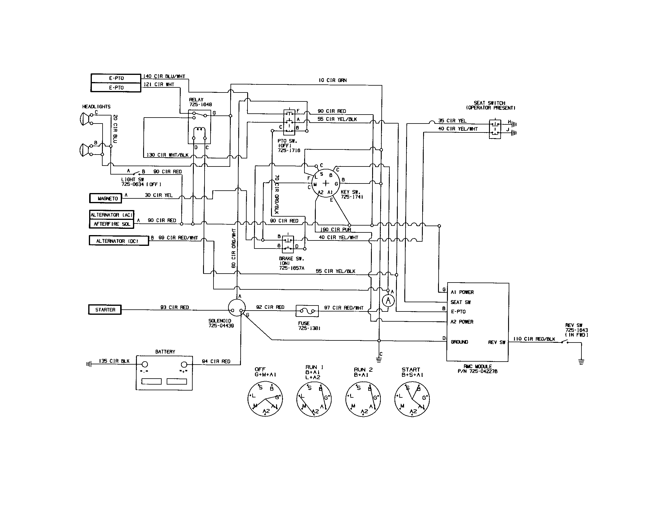 MTD 13AX90YT001 schematic (elect pto/hour meter) diagram