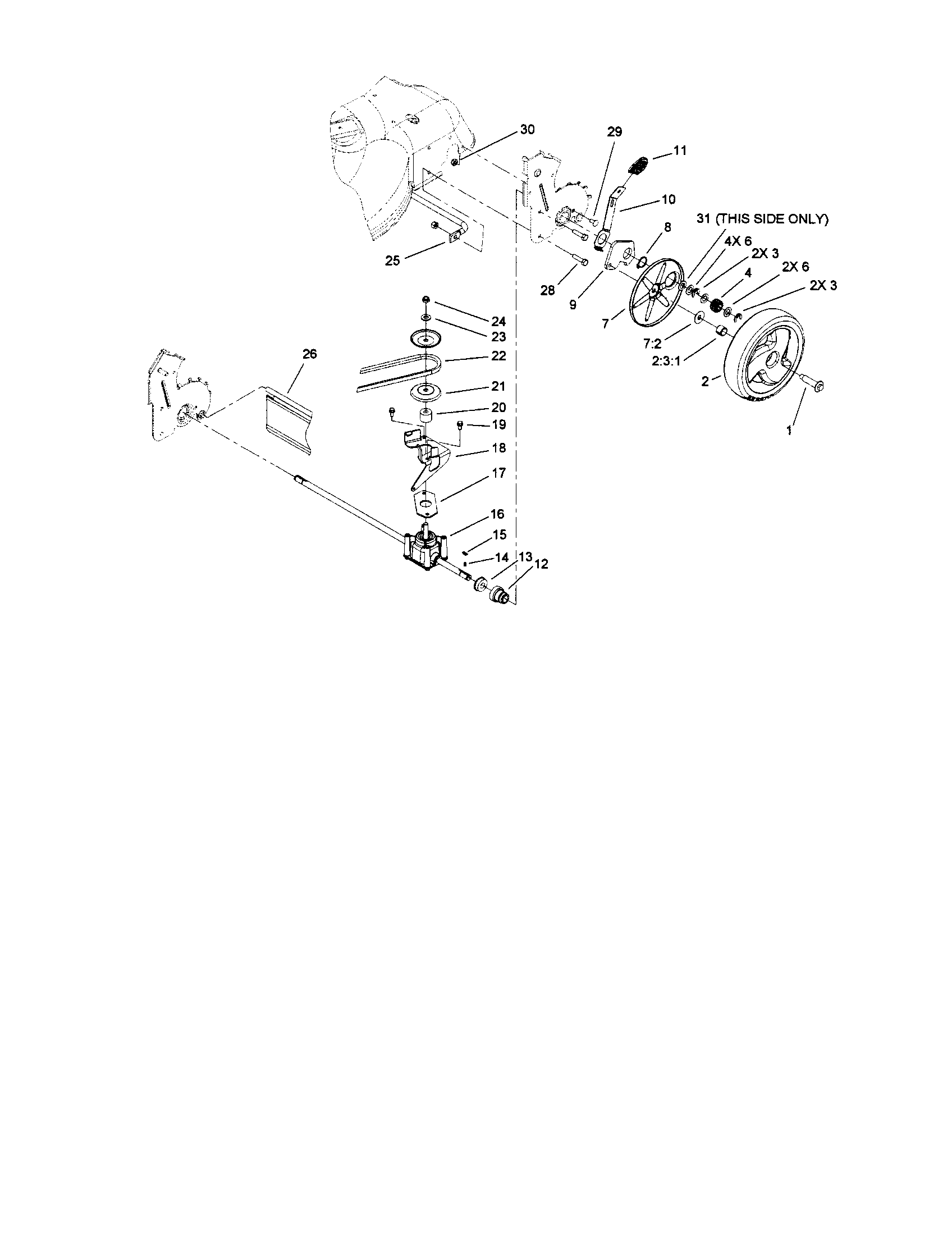 Toro 20070 rear axle/transmission diagram