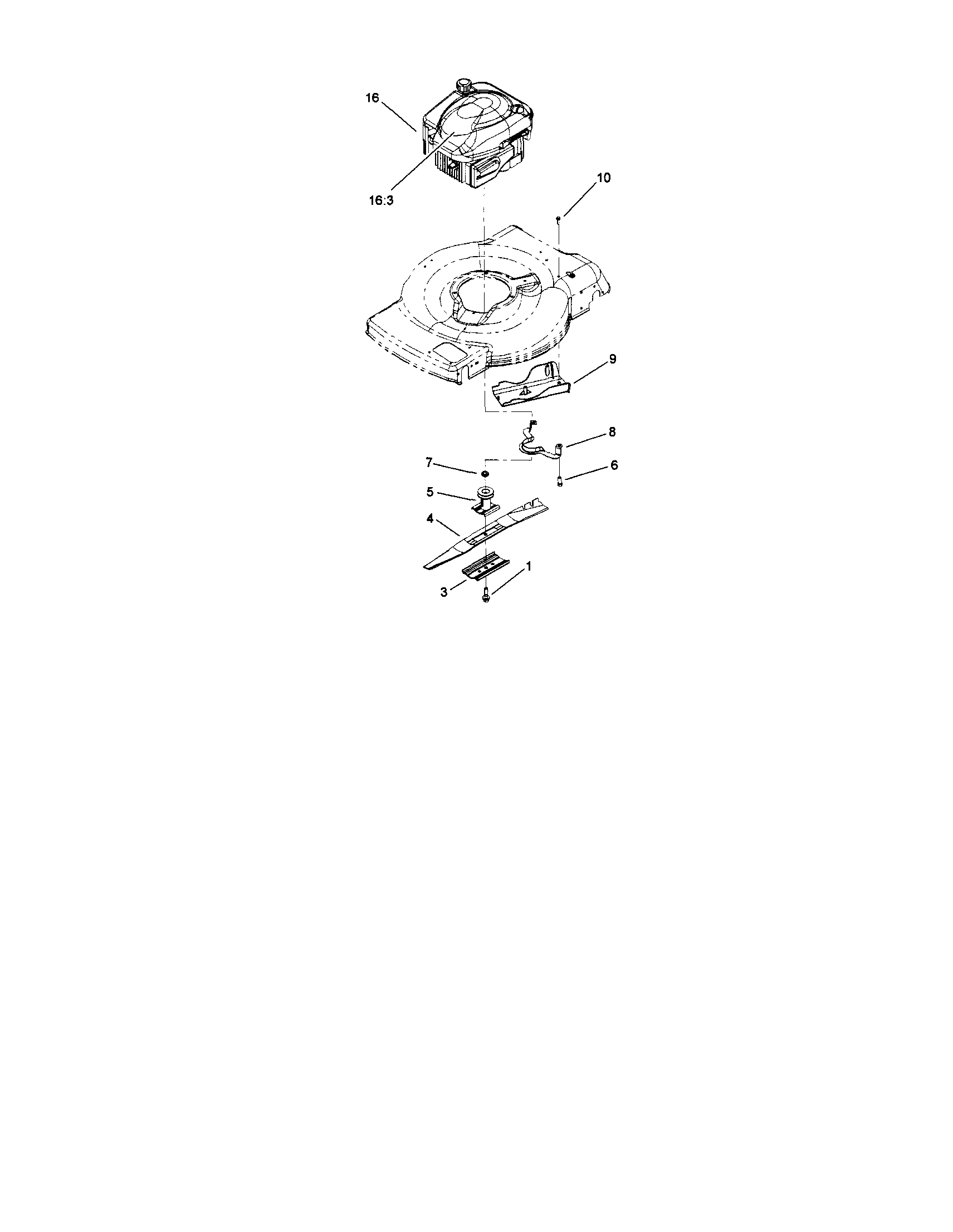 Toro 20070 engine & blade assembly diagram