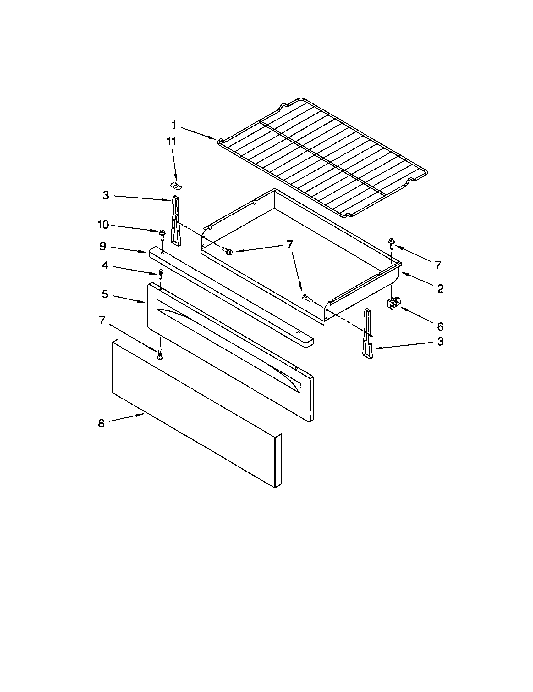 Whirlpool RF362LXTQ0 drawer & broiler diagram