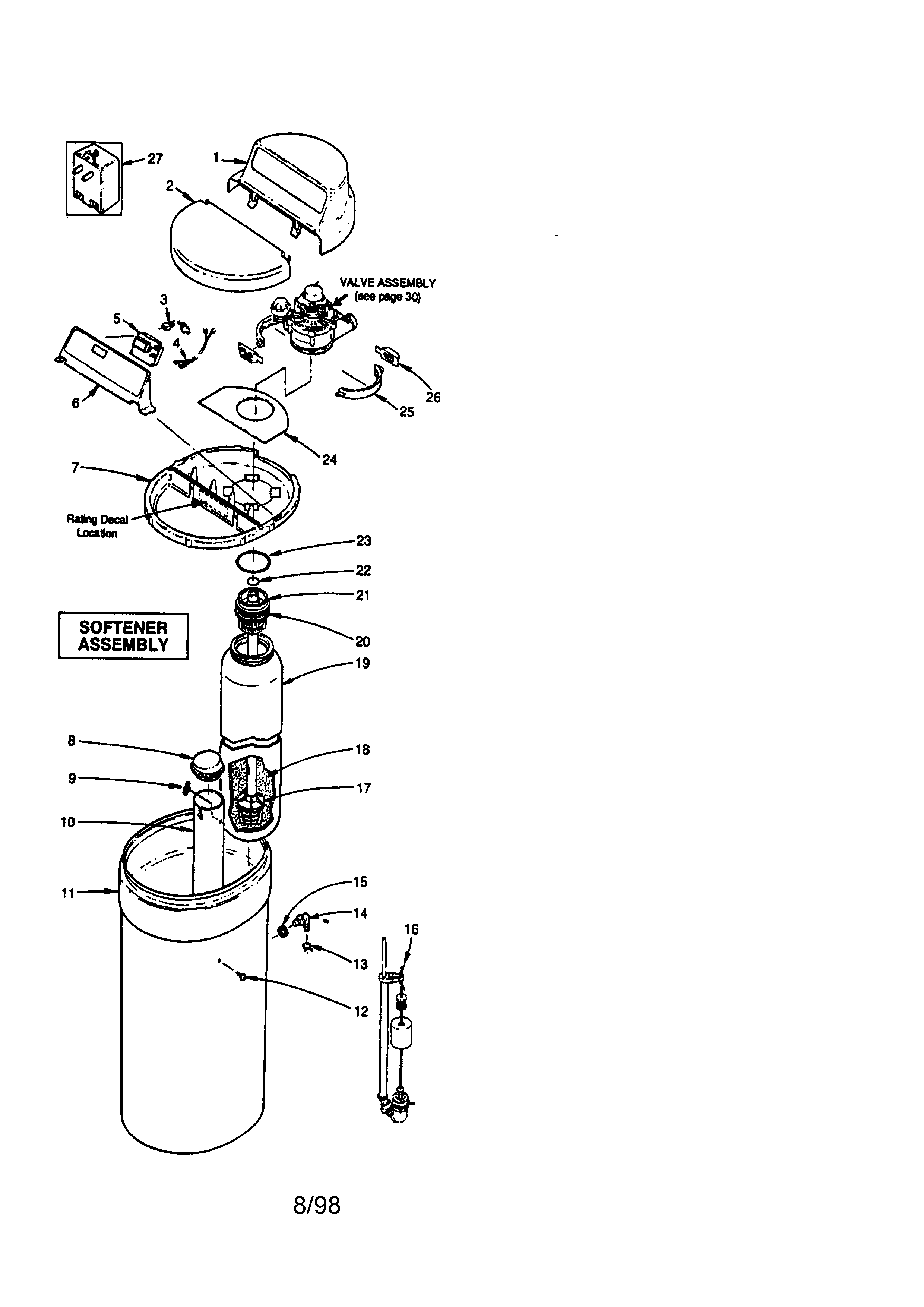Kenmore 625348491 softener assembly diagram