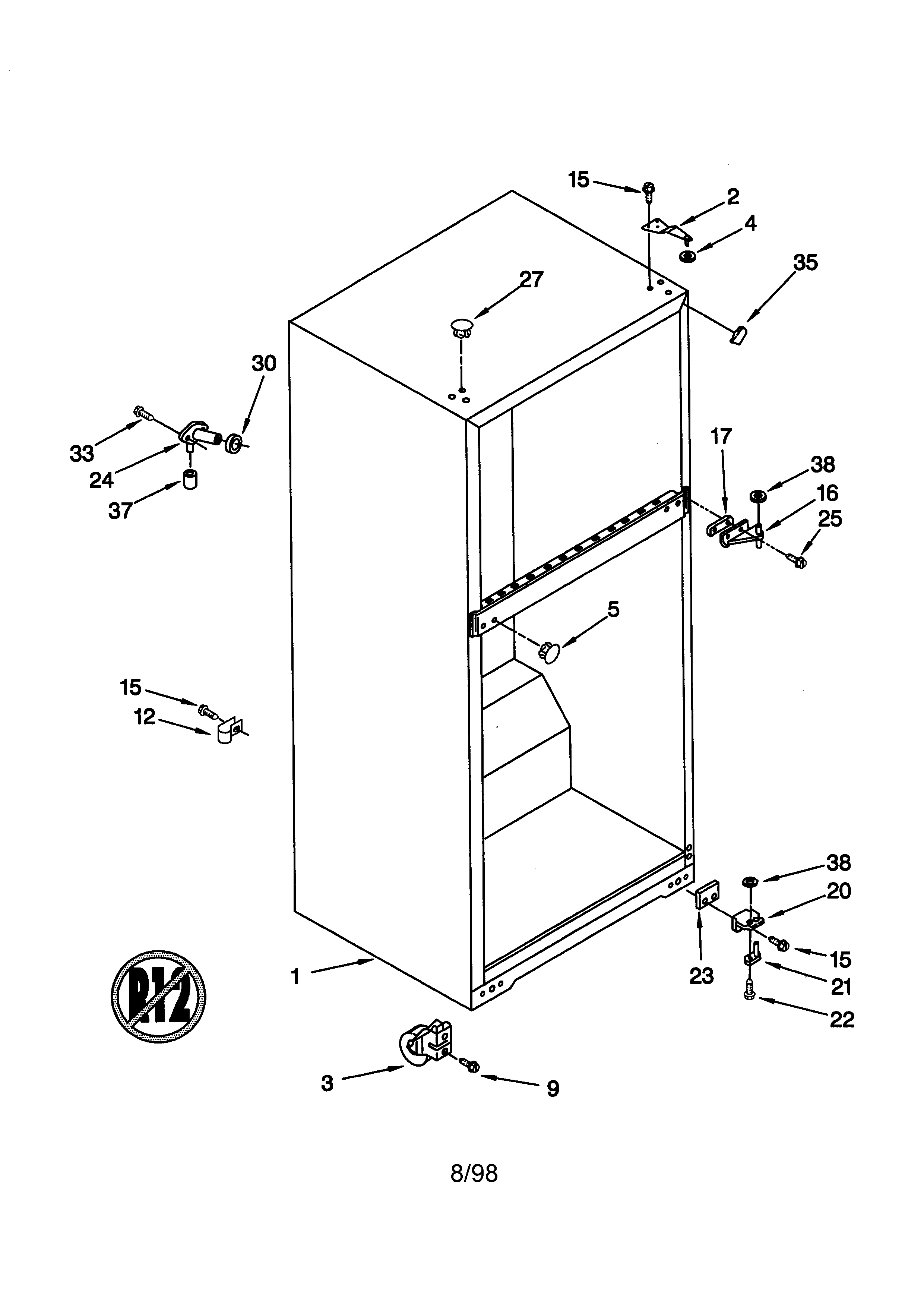 Whirlpool ET14CKYGN01 cabinet diagram