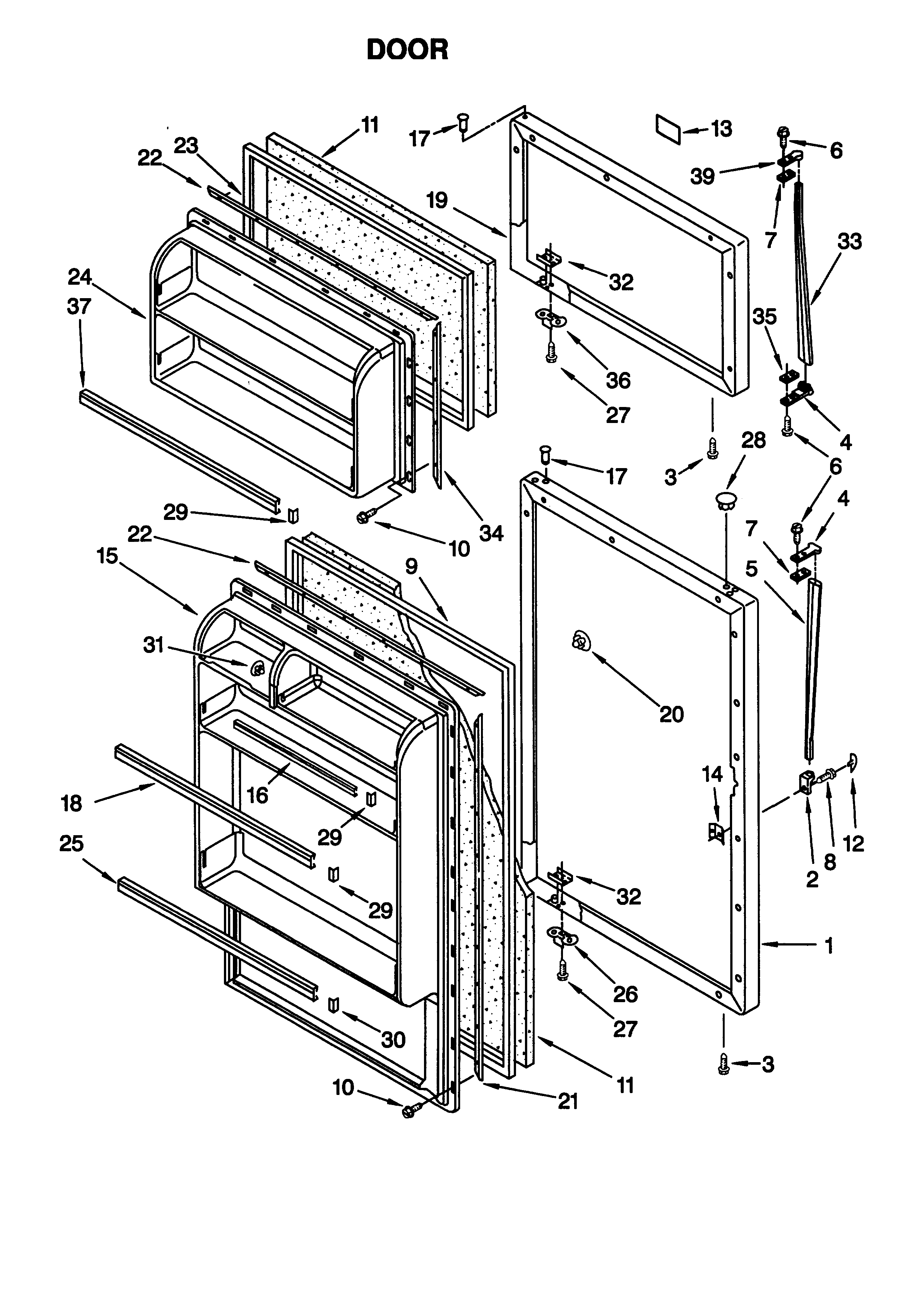 Whirlpool ET14JMXGW01 door diagram
