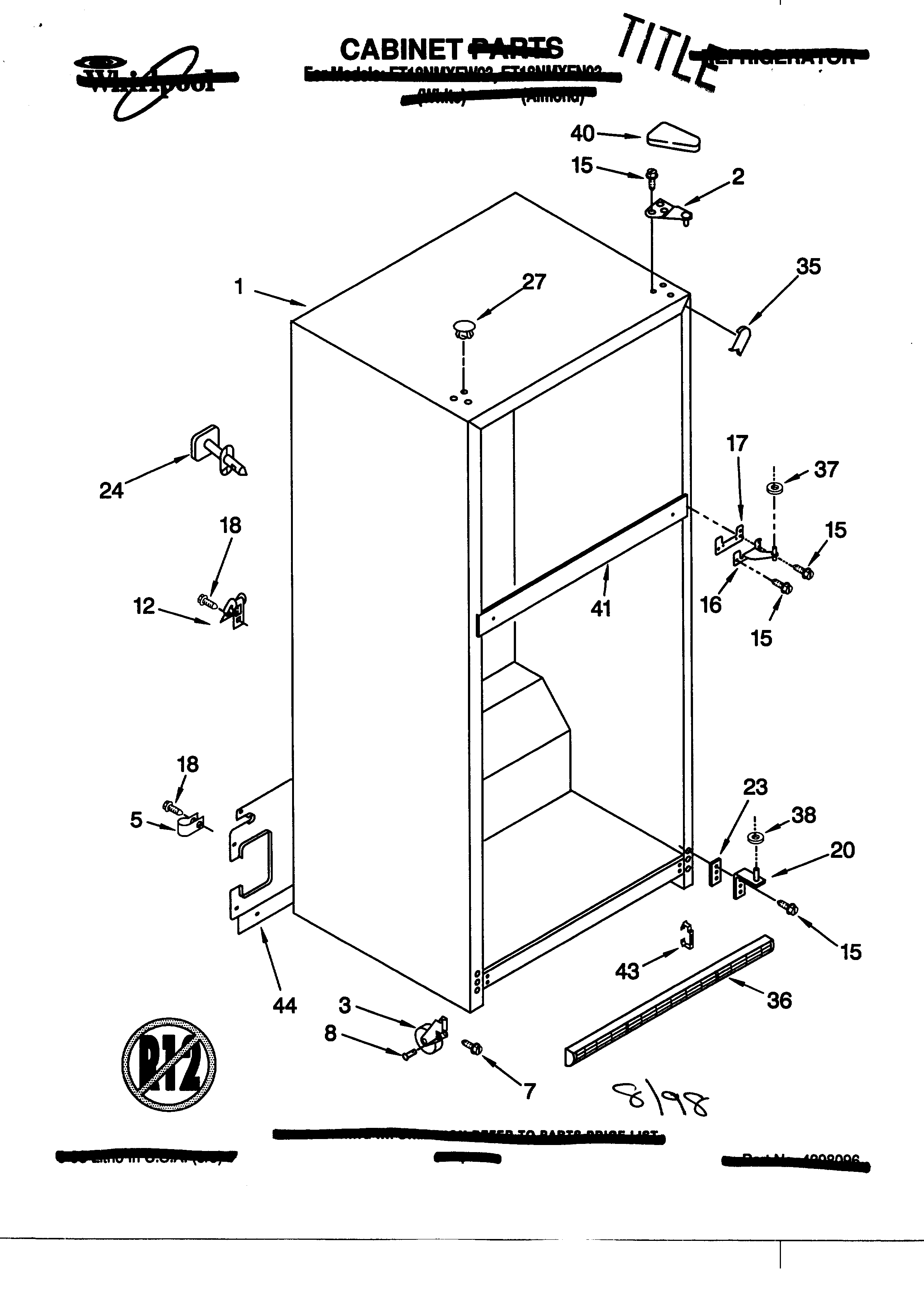 Whirlpool ET18NMFW03 cabinet diagram
