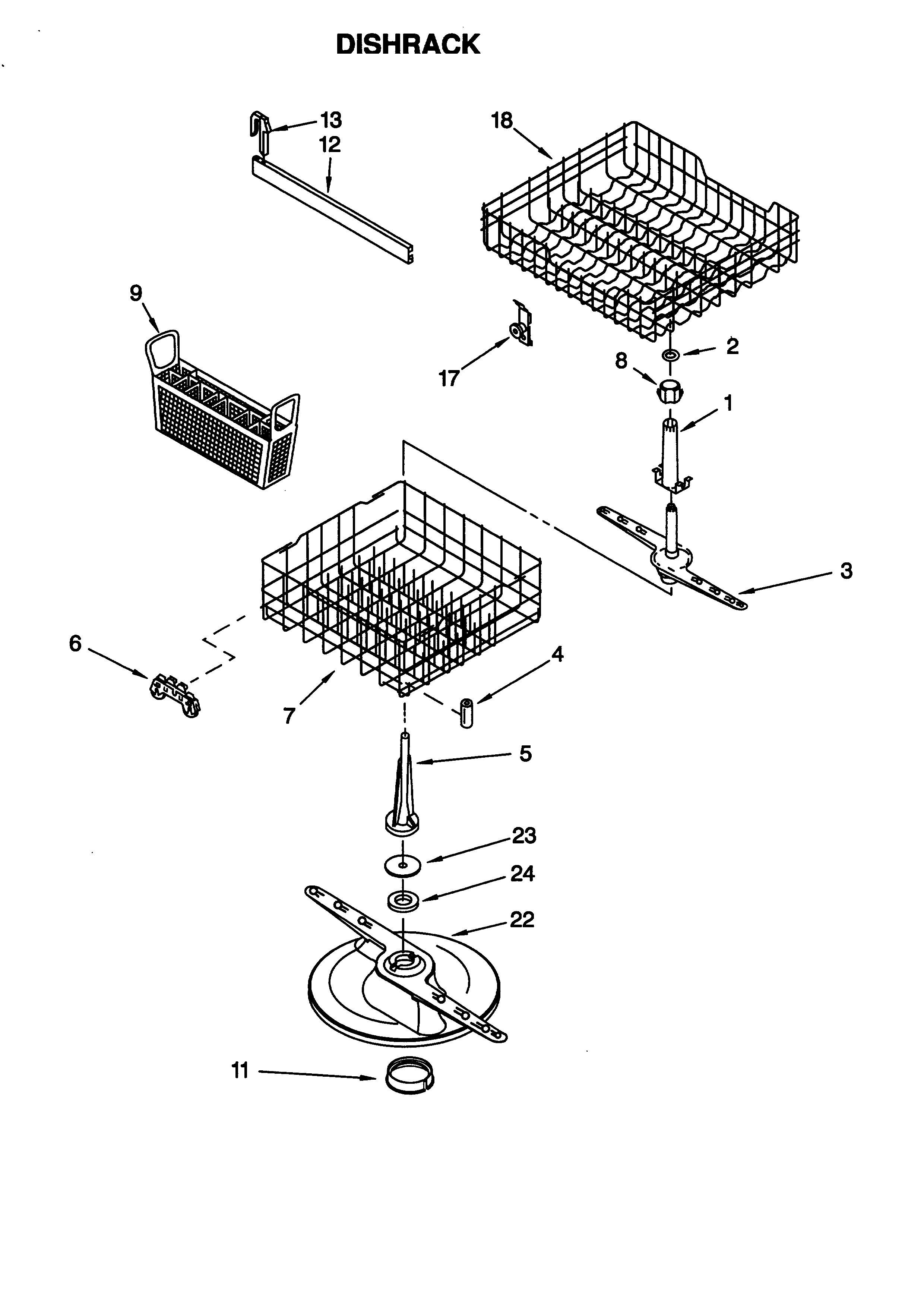 Whirlpool DU910PFGZ0 dishrack diagram