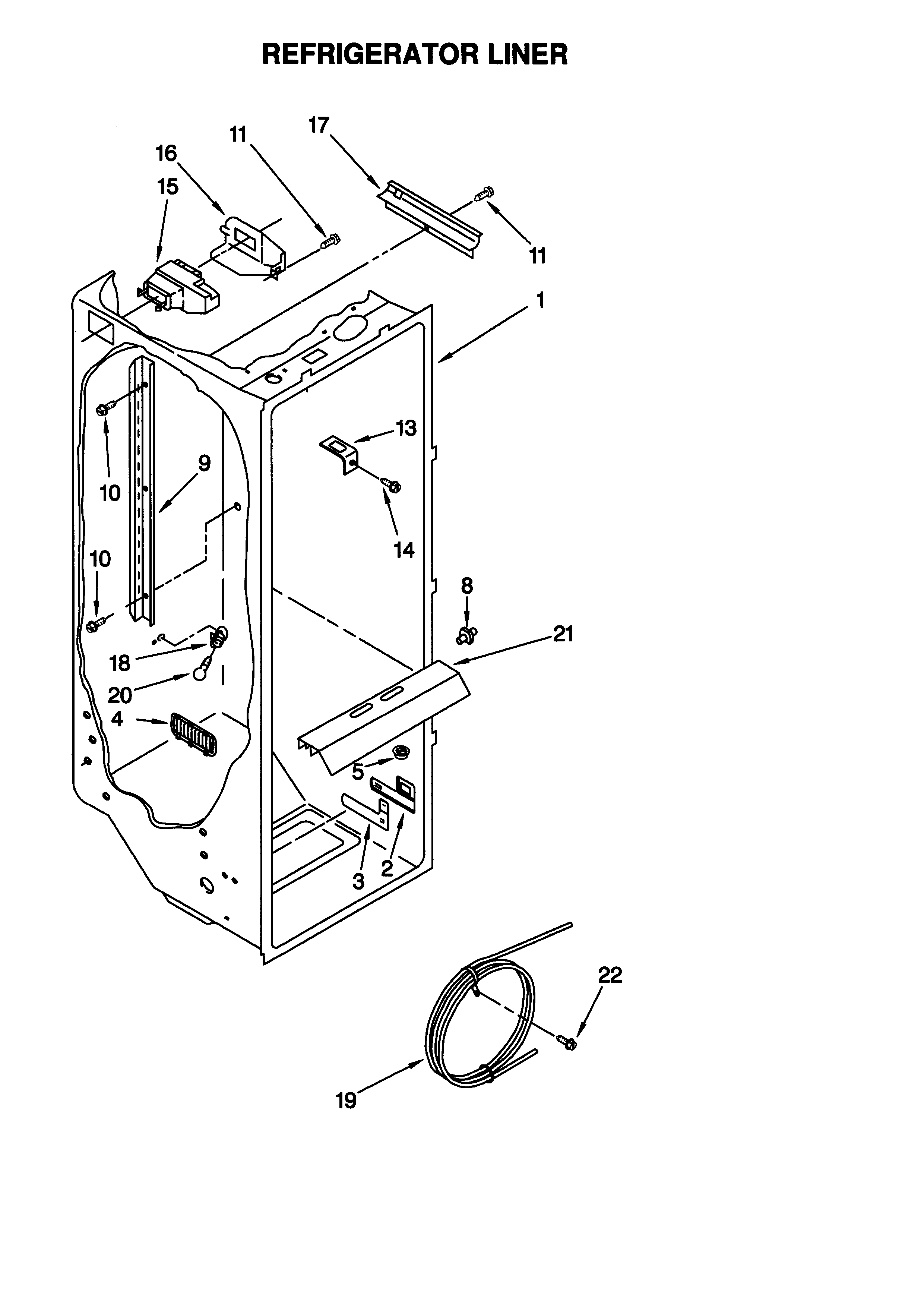 Kenmore 10658582890 refrigerator liner diagram