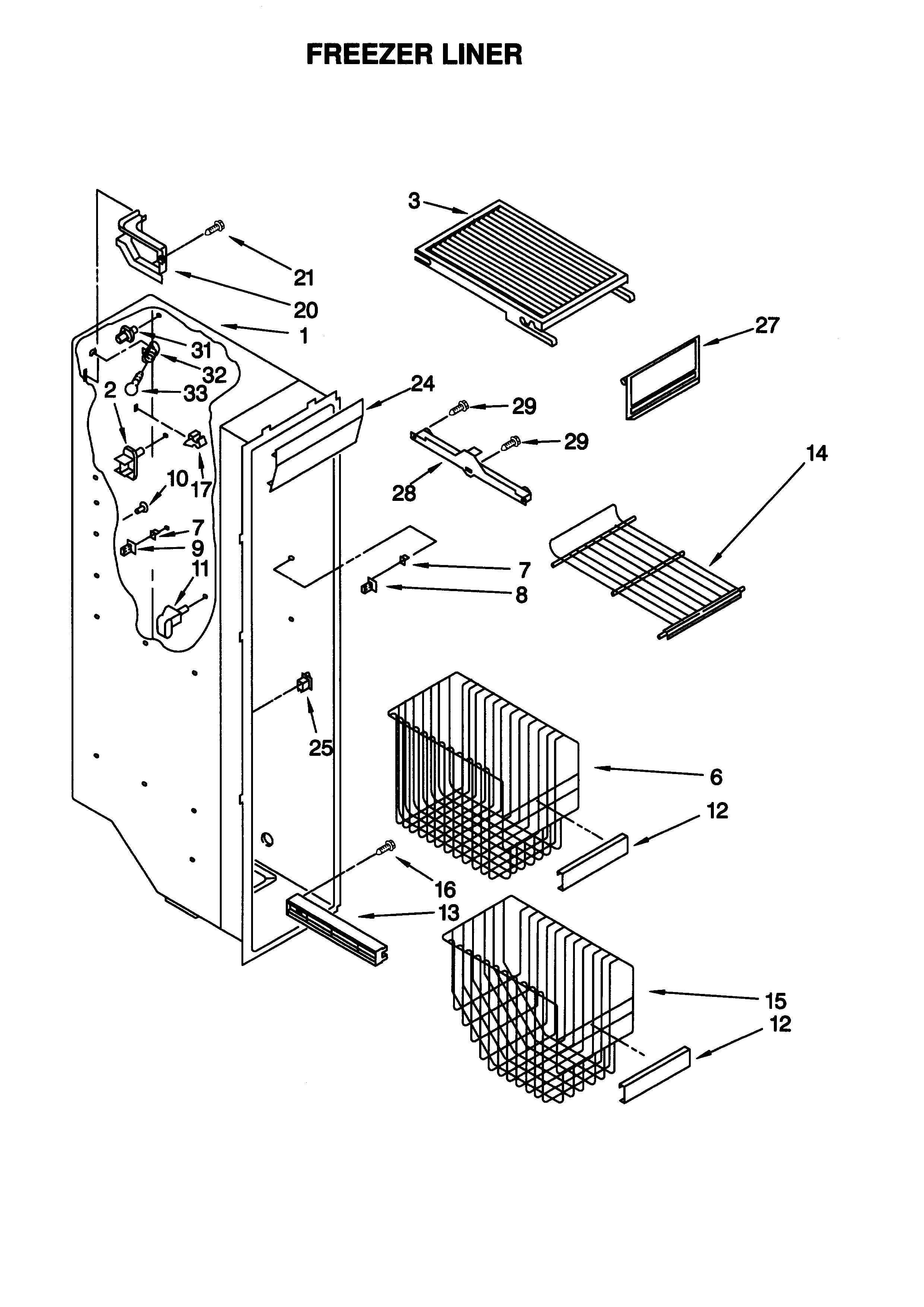Kenmore 10658582890 freezer liner diagram