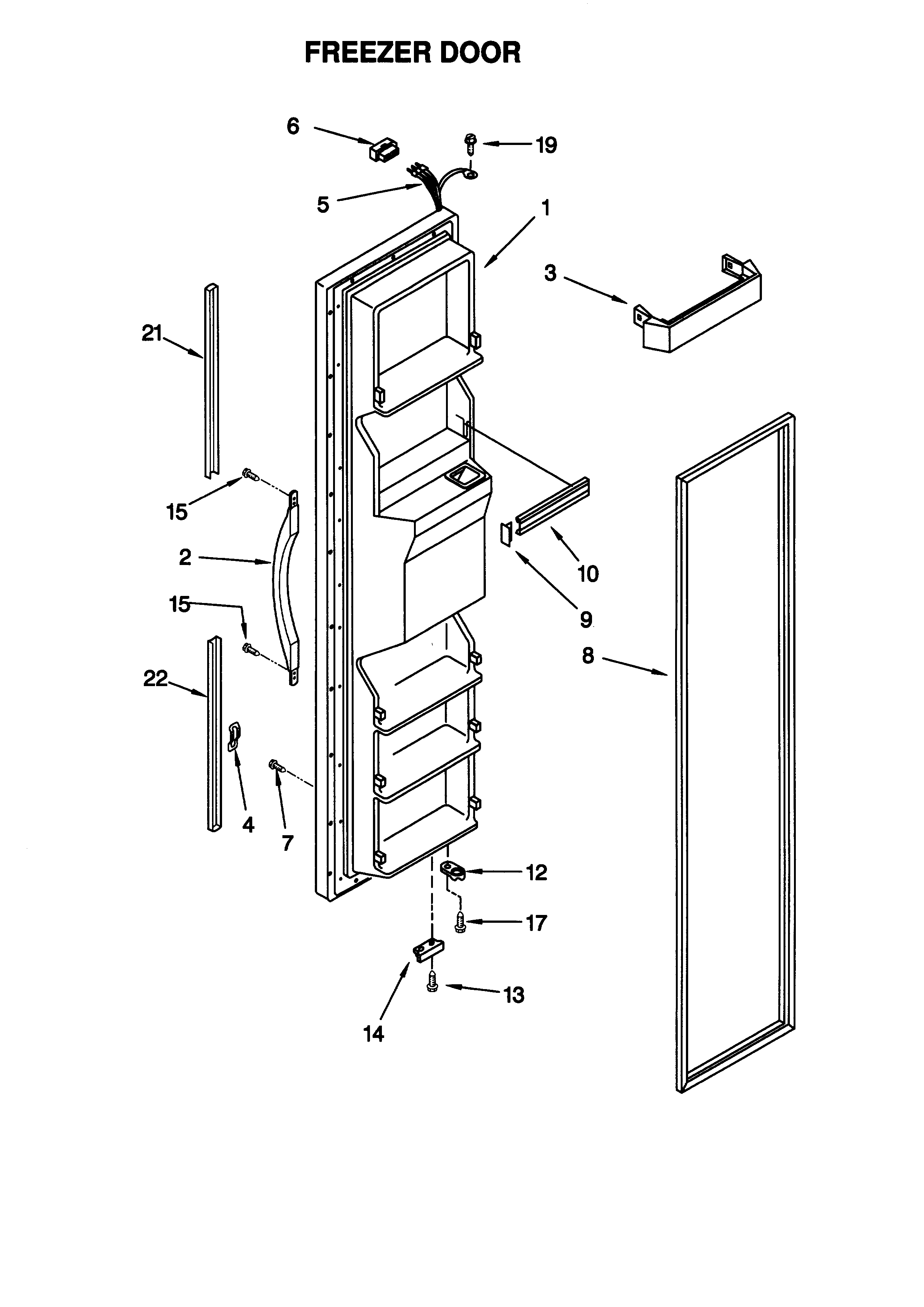 Kenmore 10658582890 freezer door diagram