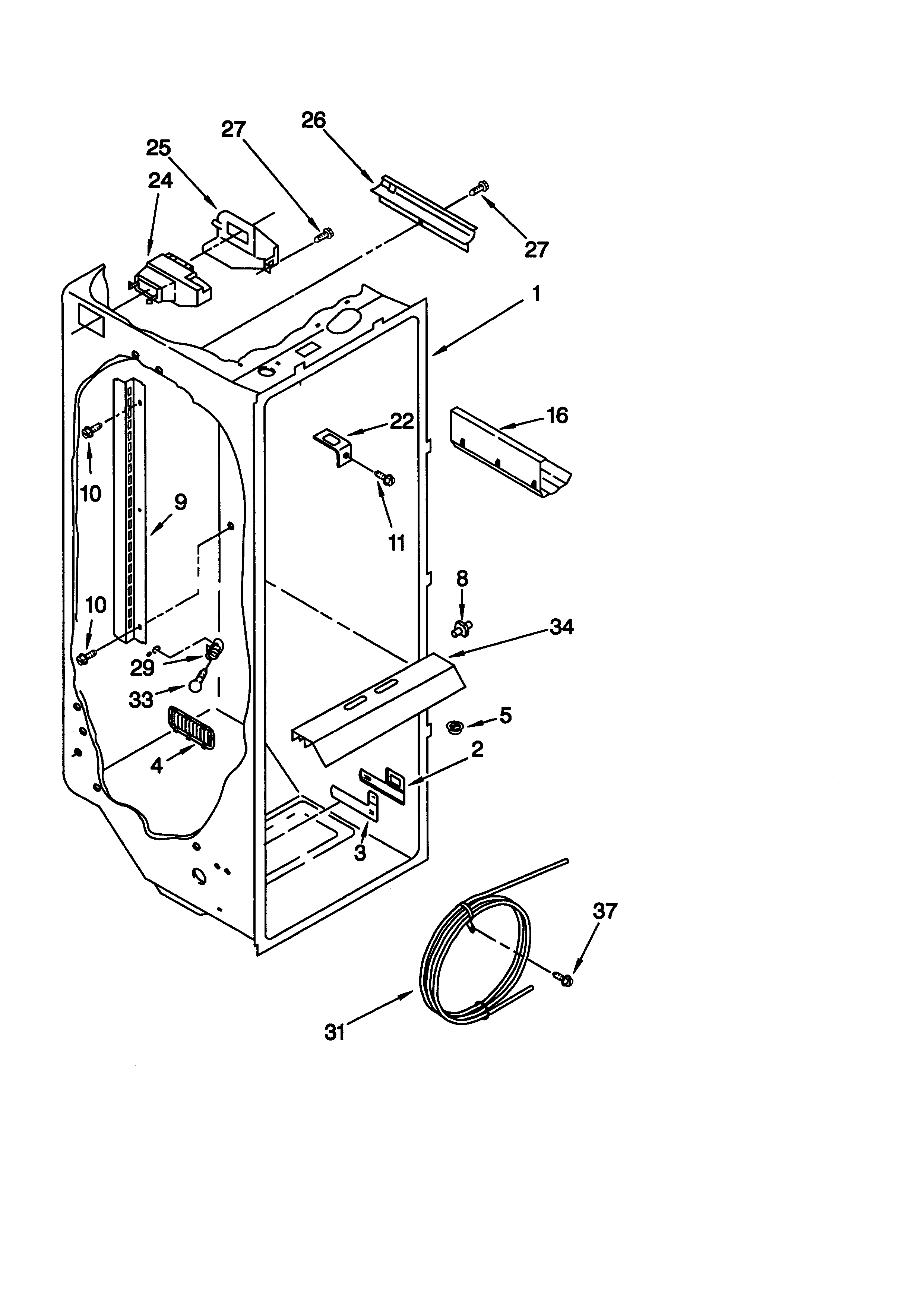 Whirlpool ED25RFXFN00 refrigerator liner diagram