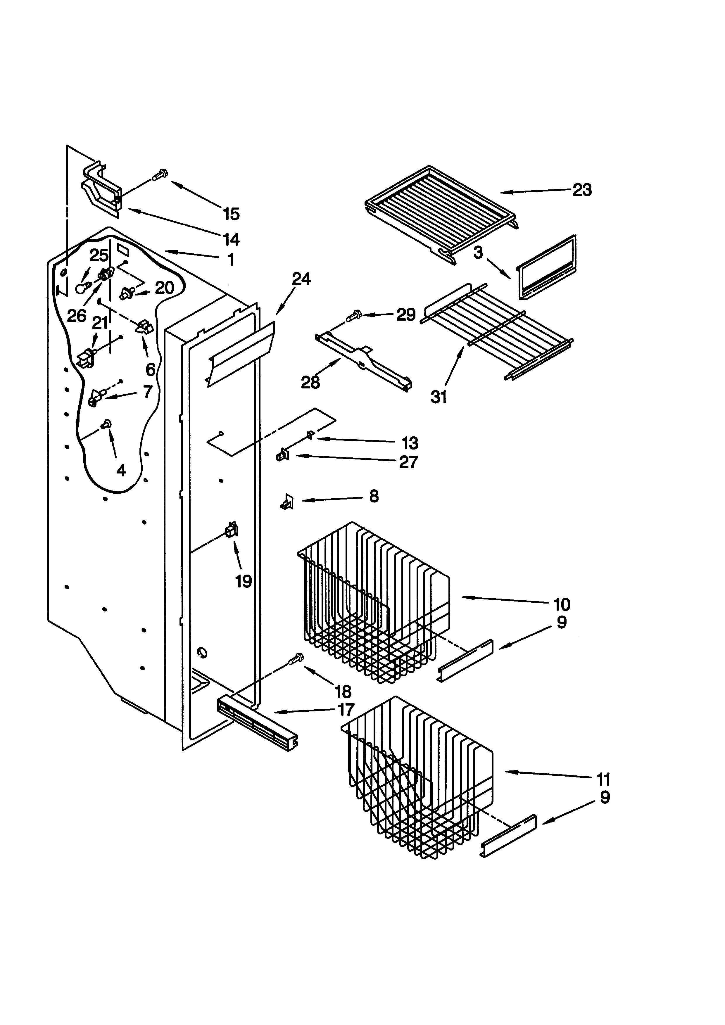 Whirlpool ED25RFXFN00 freezer liner diagram