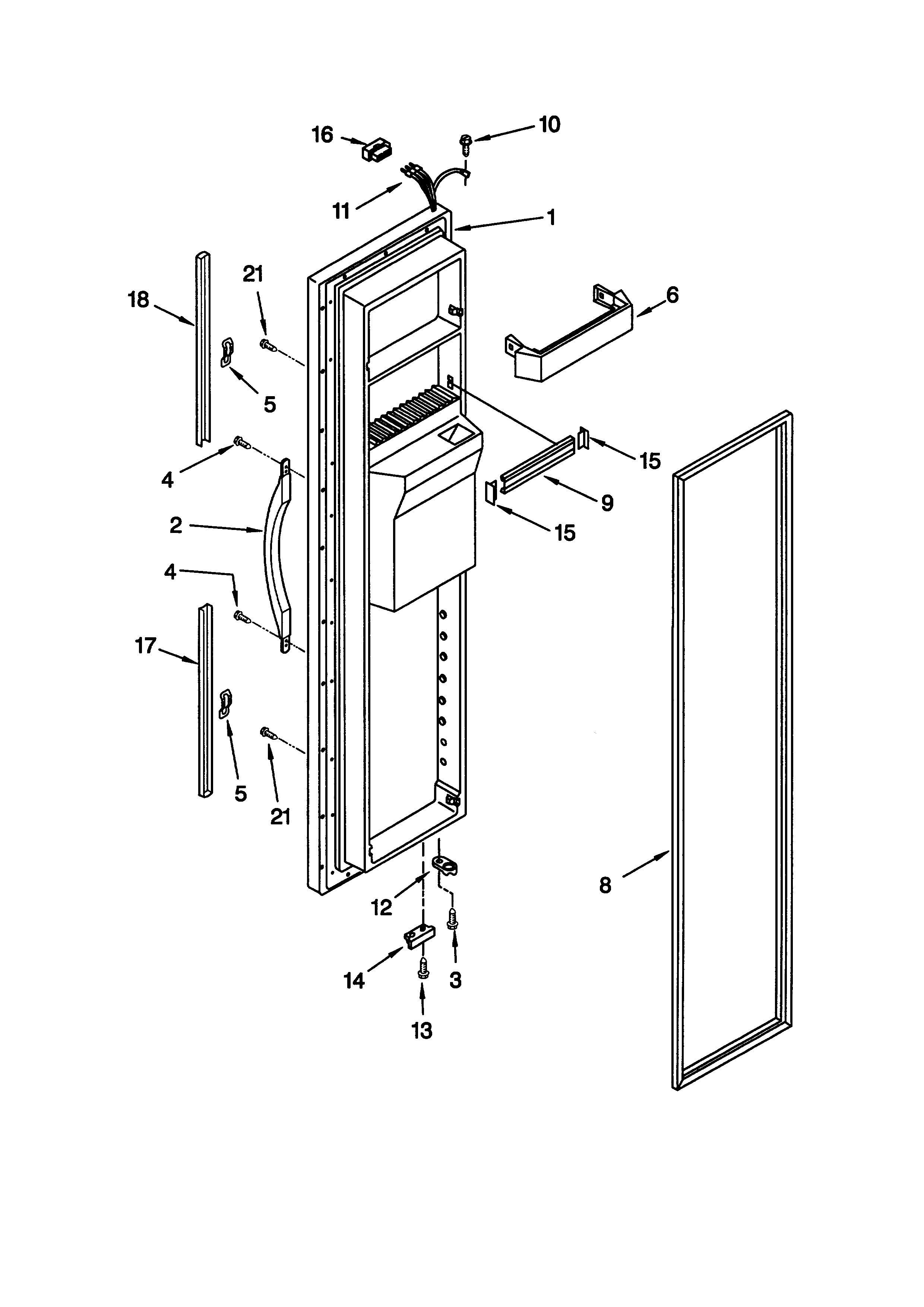 Whirlpool ED25RFXFN00 freezer door diagram